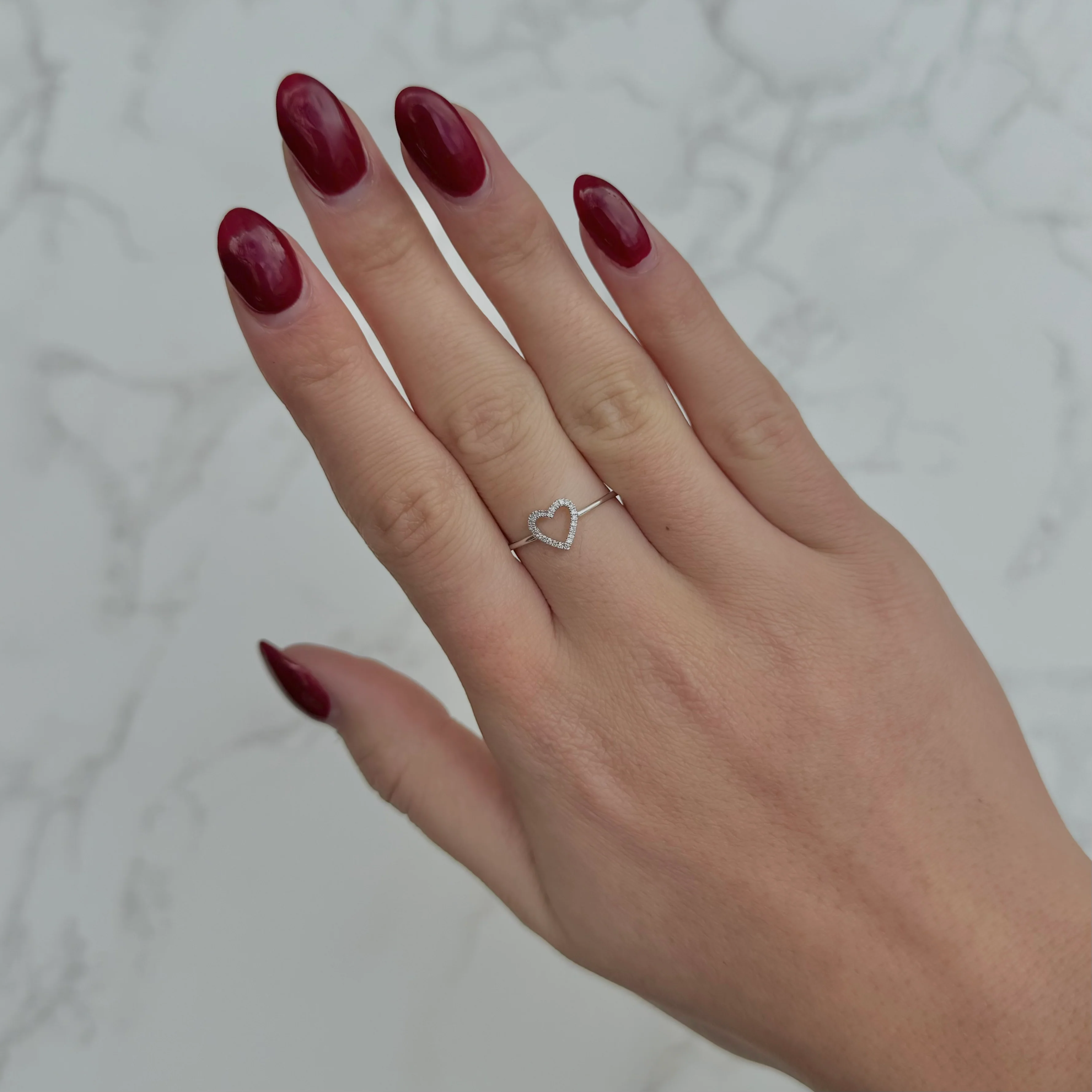 14K GOLD DIAMOND OPEN HEART RING - Image 5