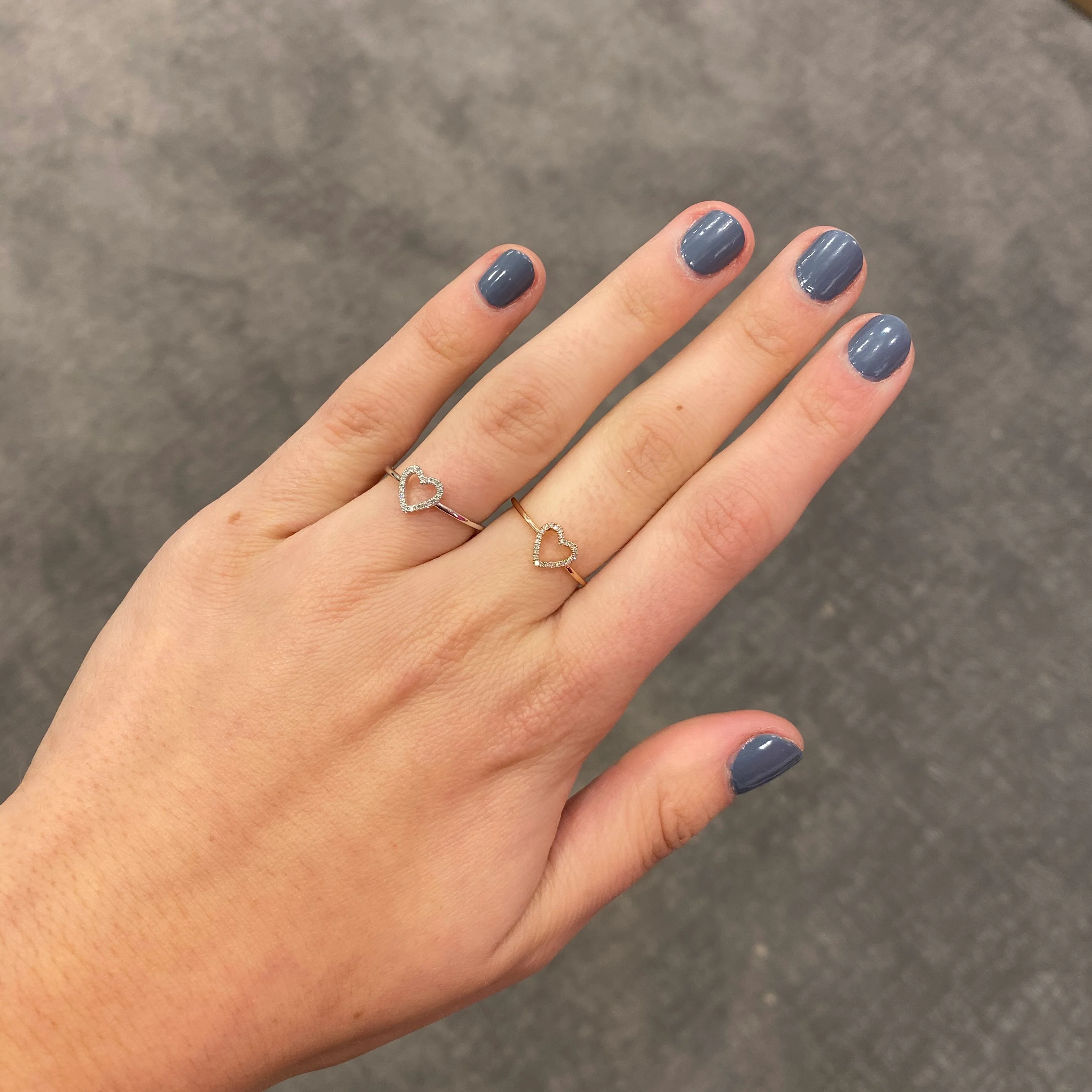 14K GOLD DIAMOND OPEN HEART RING - Image 6