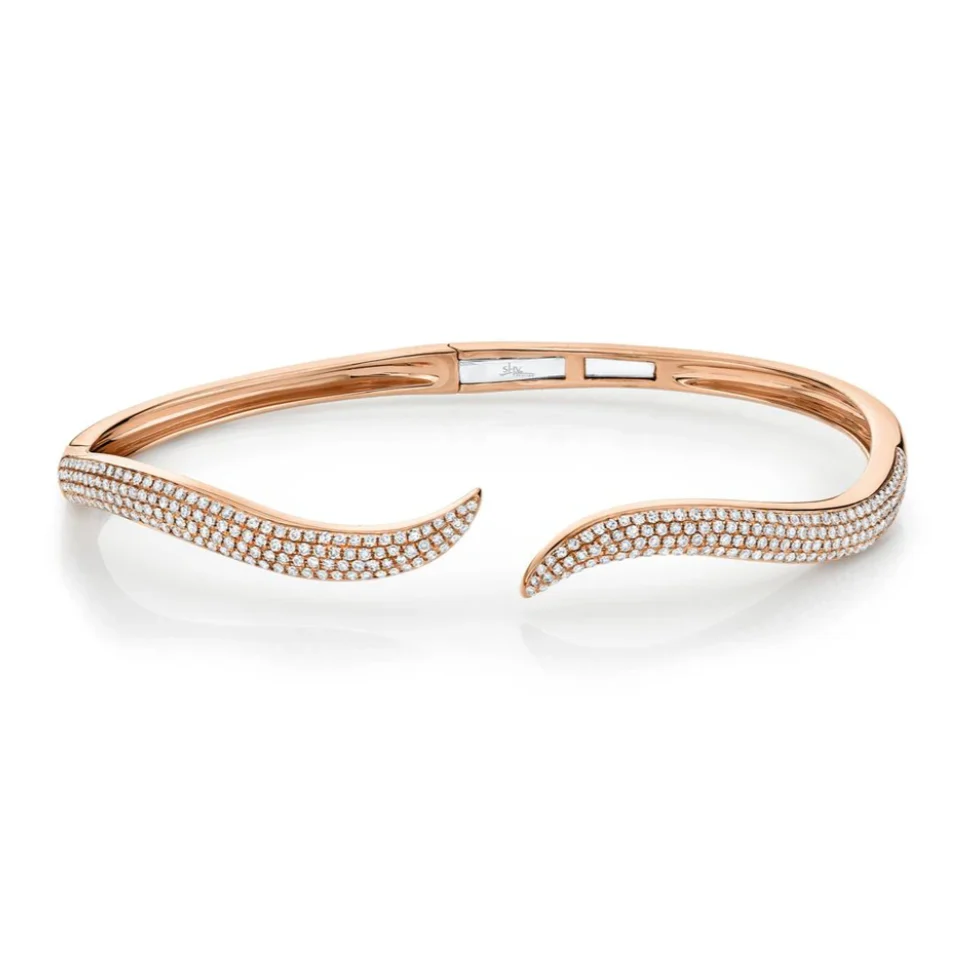 14K GOLD DIAMOND DANA WAVE BANGLE - Image 6