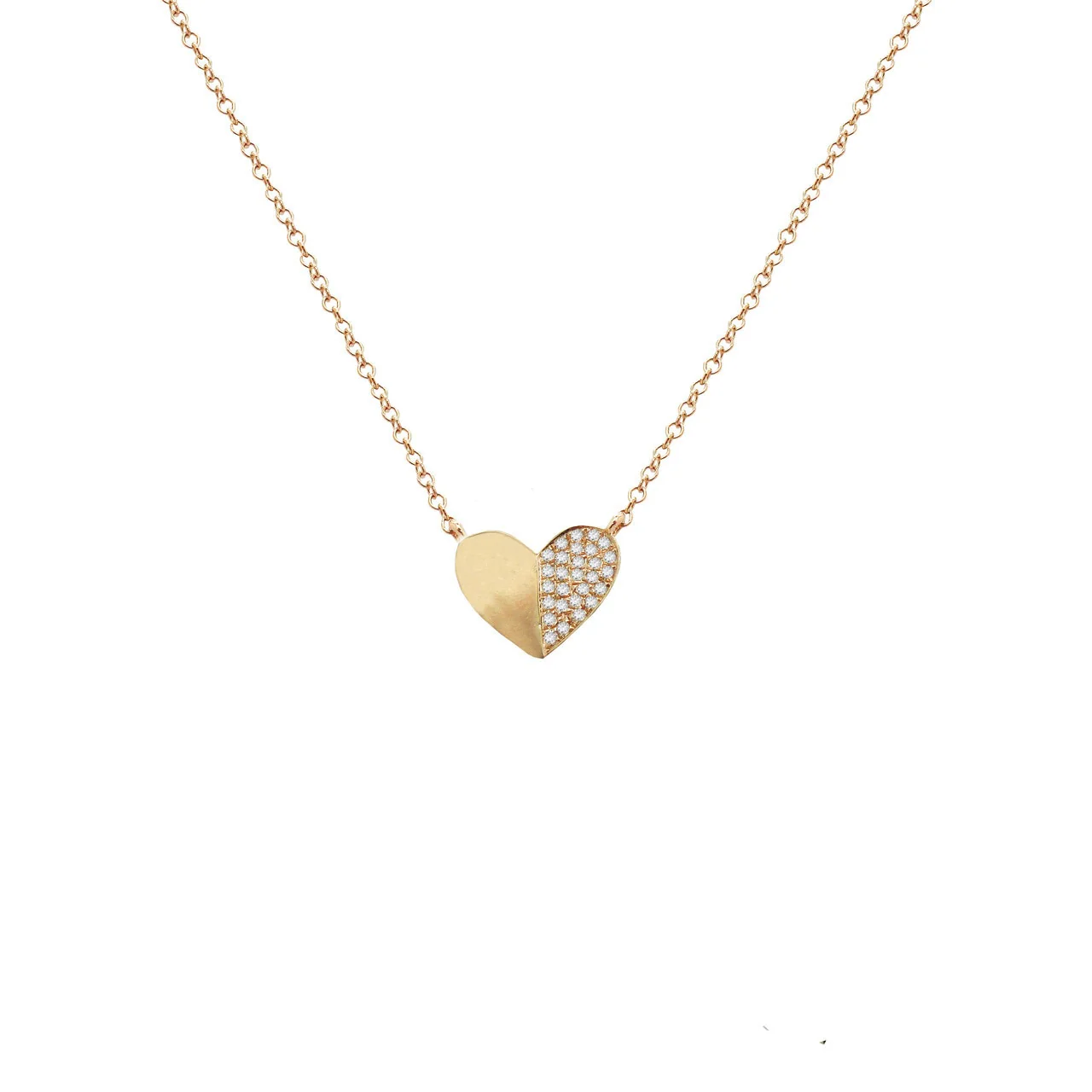 14K GOLD DIAMOND DAPHNE HEART NECKLACE