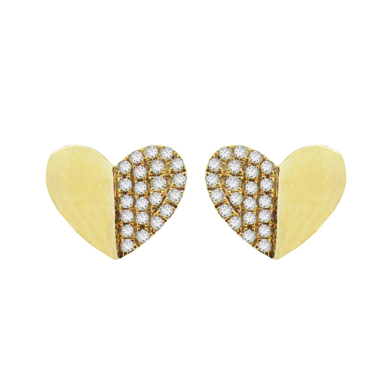 14K GOLD DIAMOND DAPHNE HEART STUDS - Image 3
