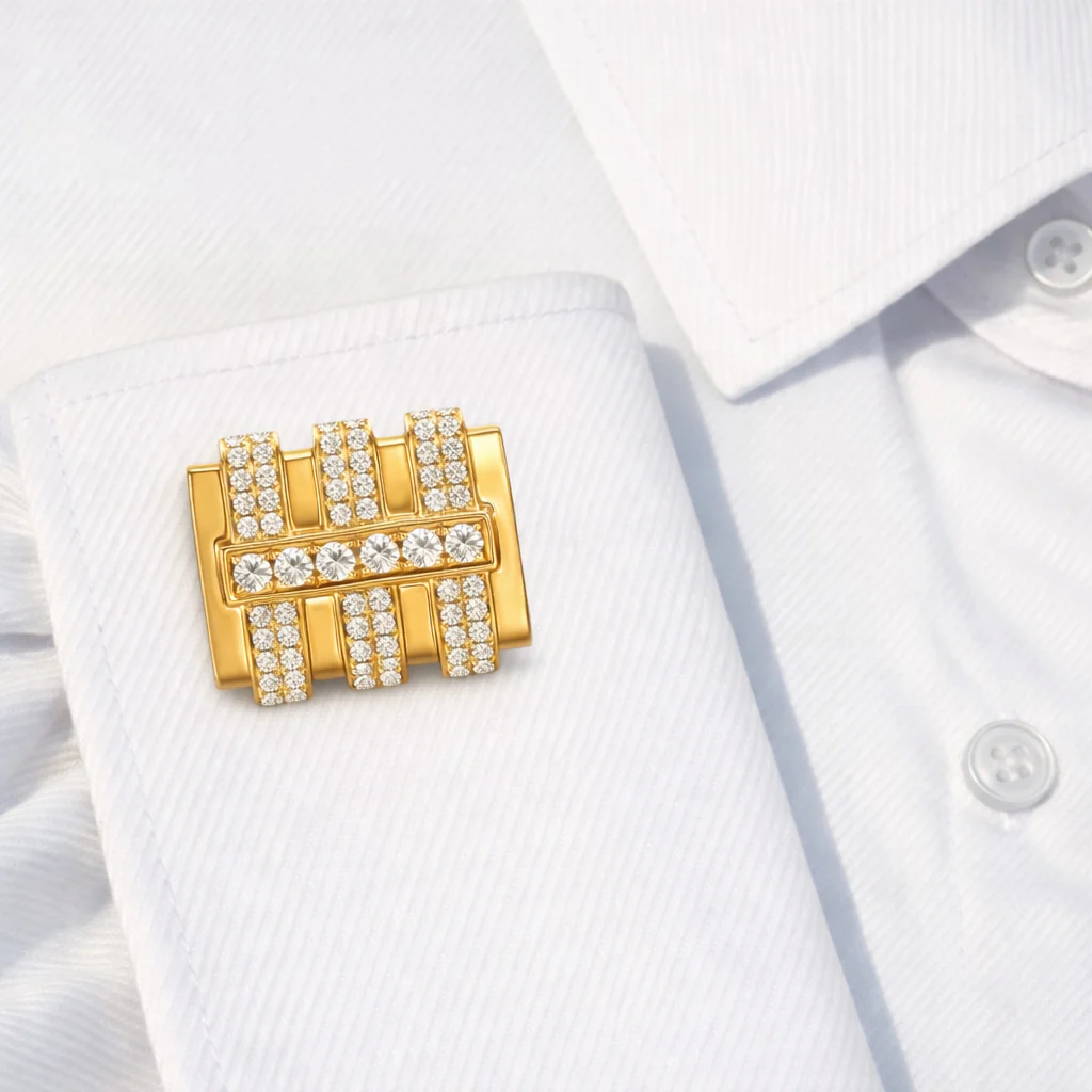 14K GOLD DIAMOND DAVE CUFFLINKS - Image 3