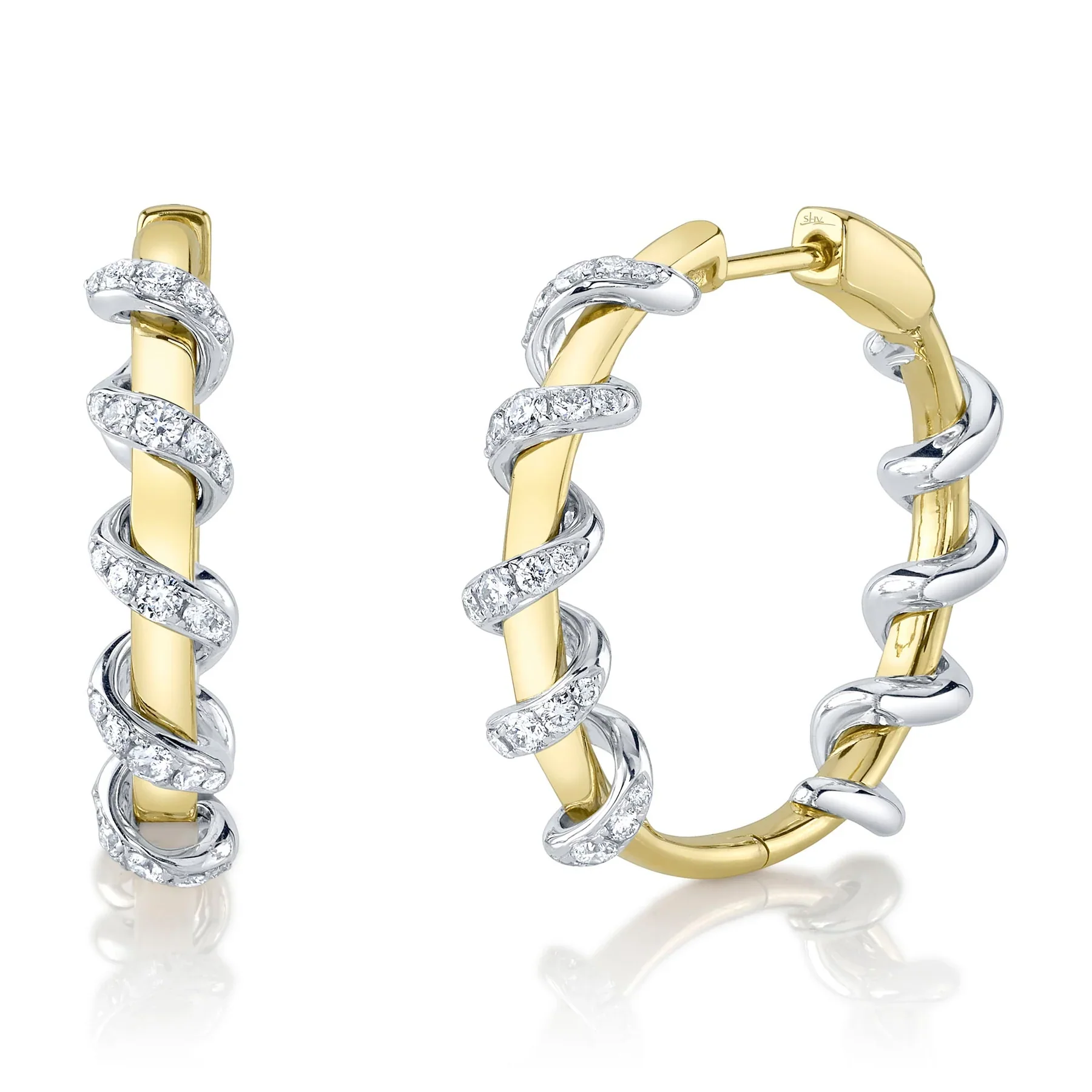 14K GOLD DIAMOND DINA HOOPS