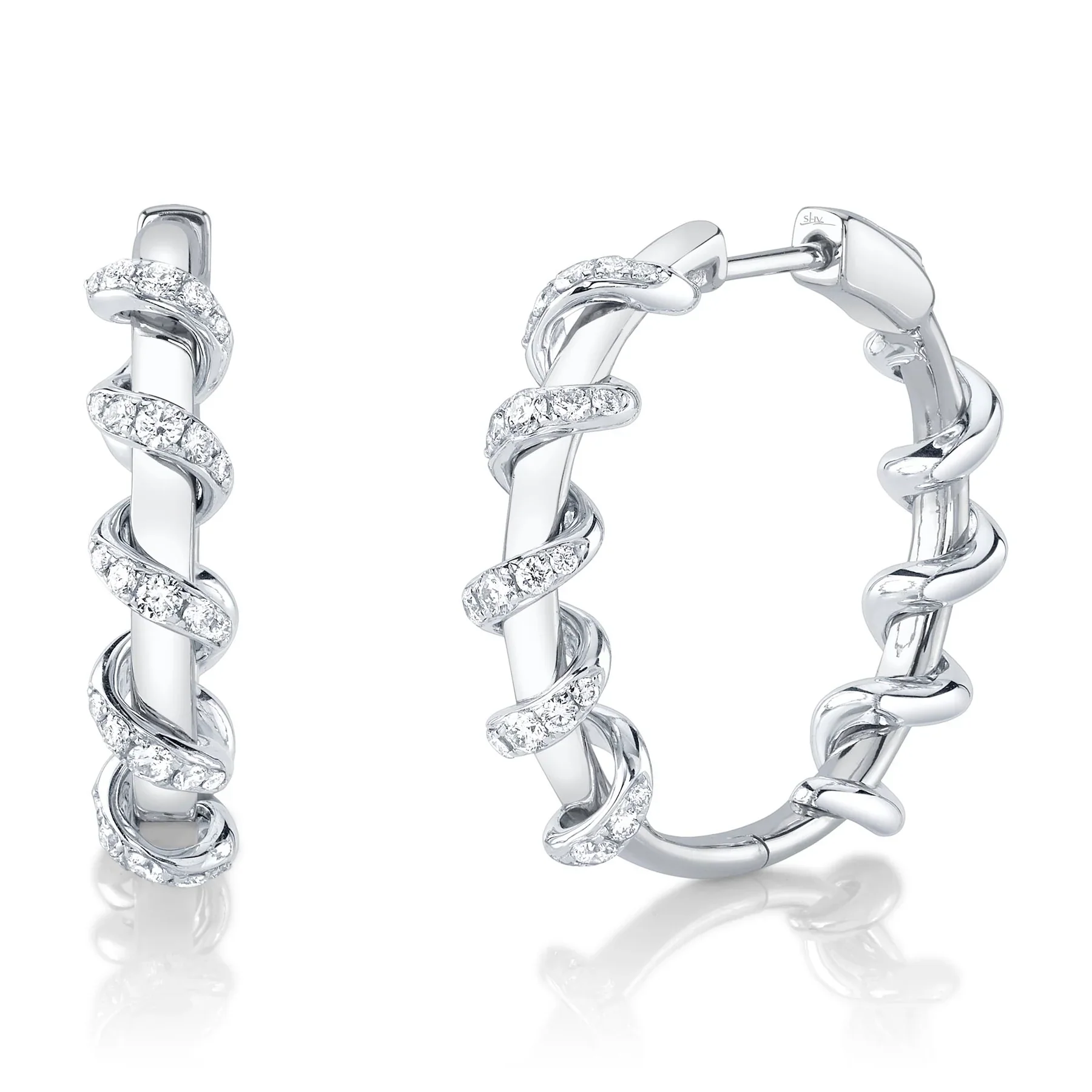 14K GOLD DIAMOND DINA HOOPS - Image 3