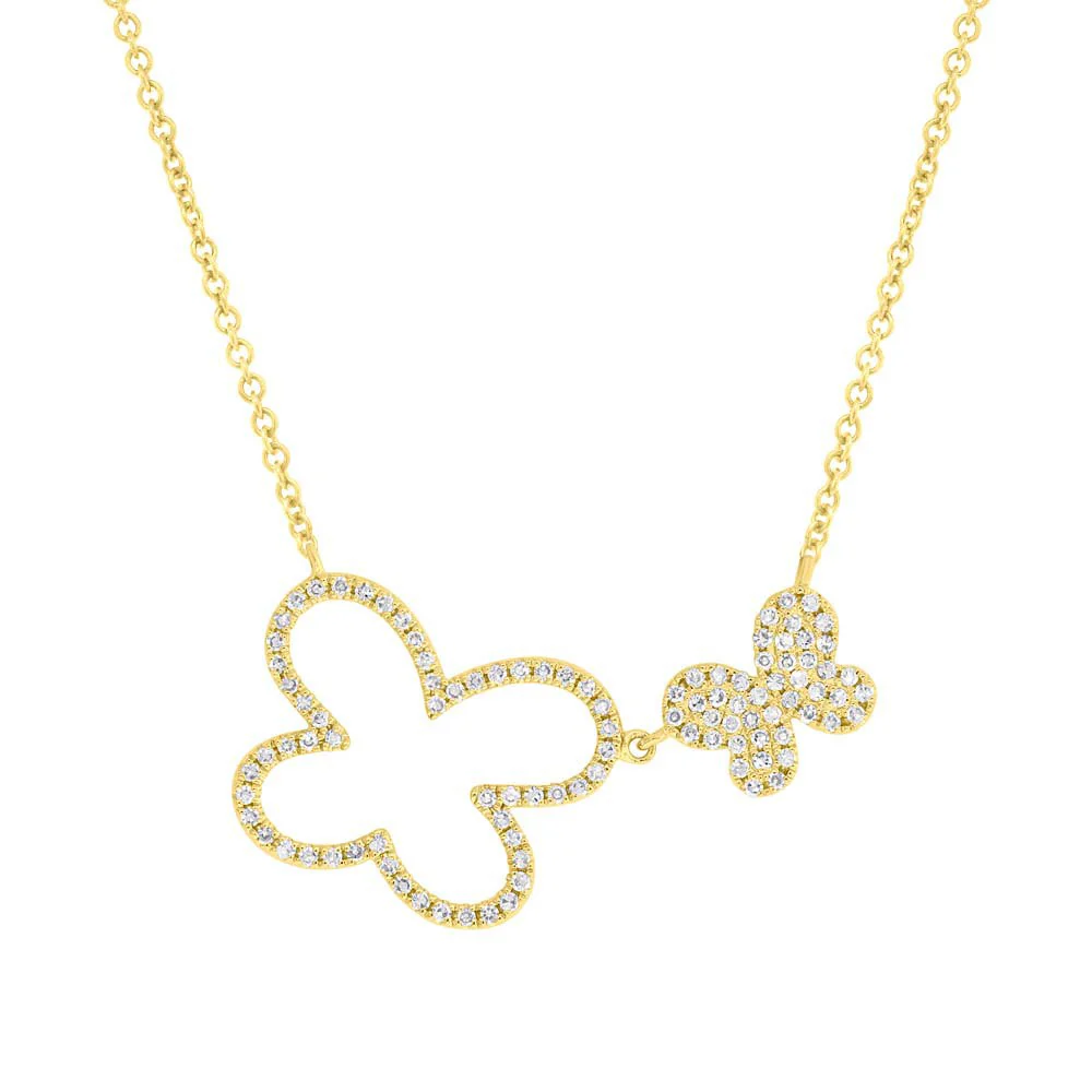 14K GOLD DIAMOND DOUBLE AVA BUTTERFLY NECKLACE - Image 3