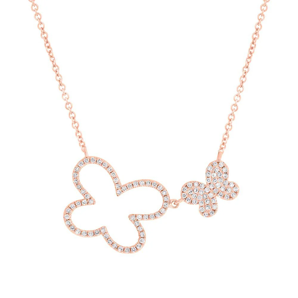 14K GOLD DIAMOND DOUBLE AVA BUTTERFLY NECKLACE - Image 4