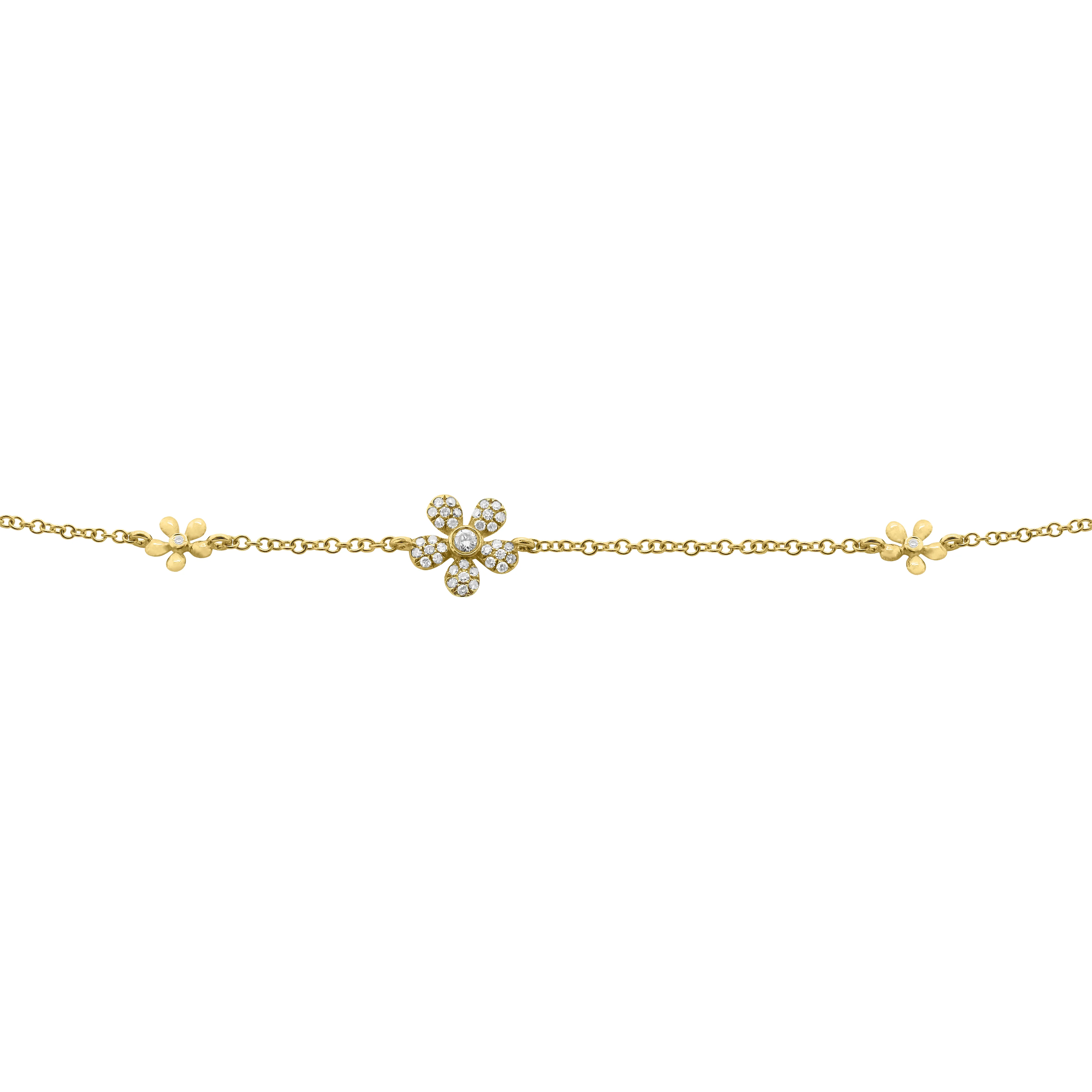 14K GOLD DIAMOND ELEANOR FLOWER BRACELET - Image 3