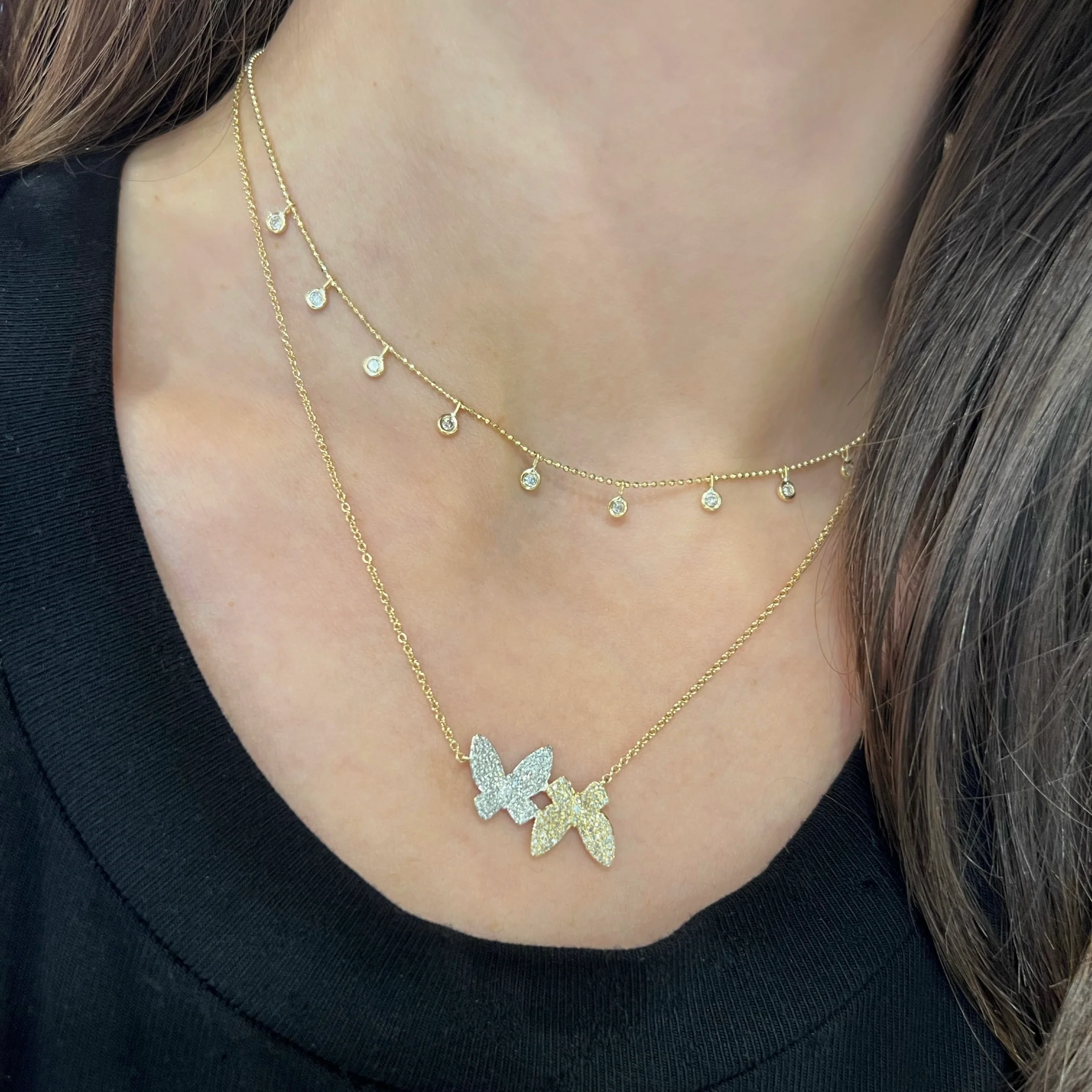 14K GOLD DIAMOND ELOISE DOUBLE BUTTERFLY NECKLACE - Image 4