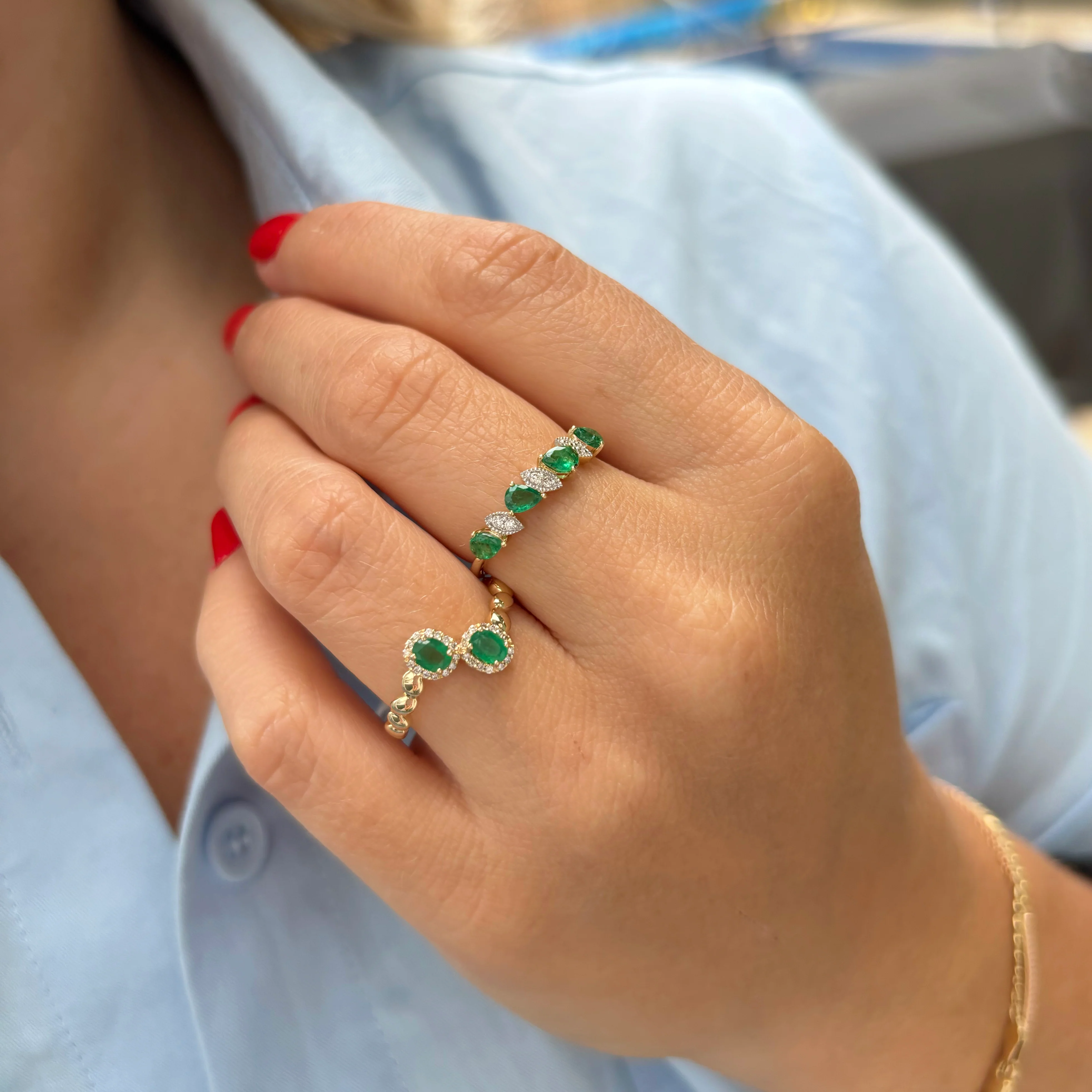 14K GOLD DIAMOND EMERALD BLAKE RING - Image 2