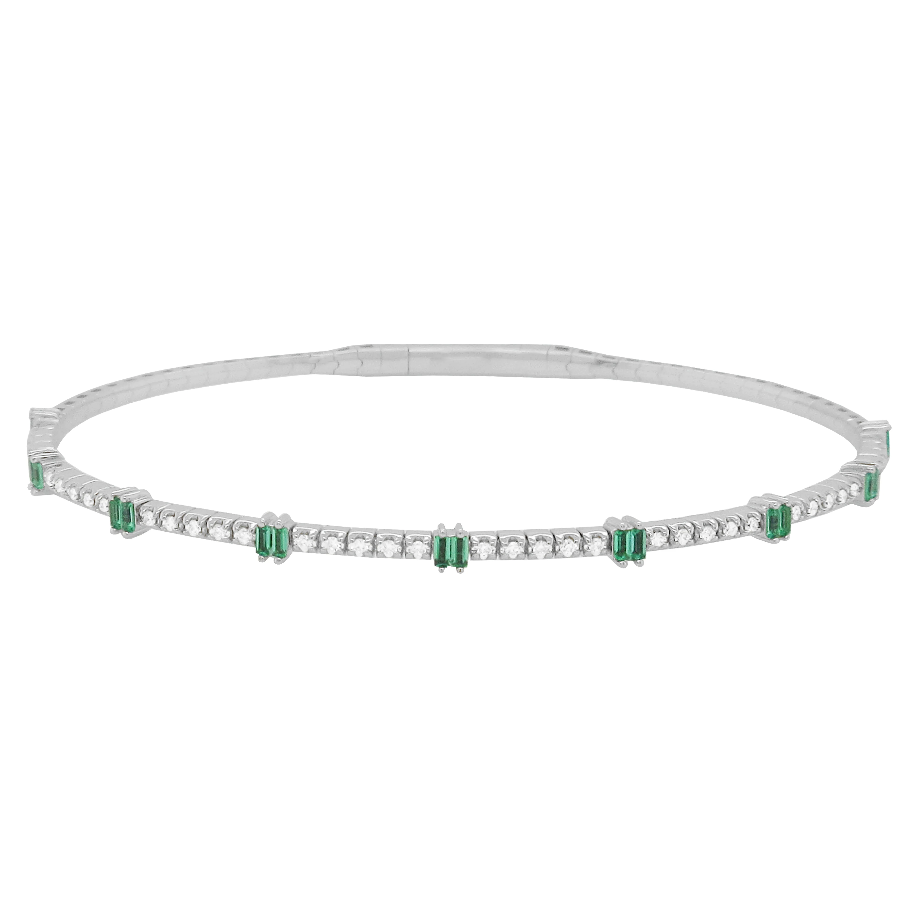 14K GOLD DIAMOND EMERALD KAIA FLEX BANGLE - Image 3
