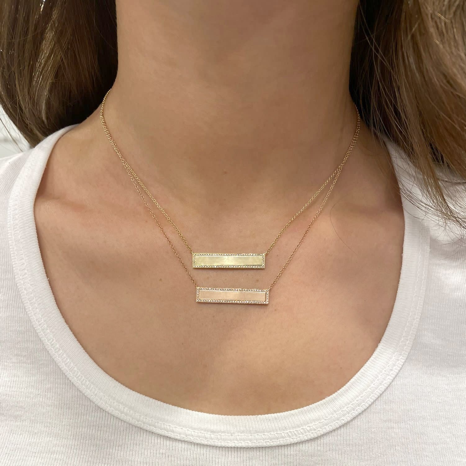 14K GOLD DIAMOND ENGRAVABLE ID CAROL NECKLACE - Image 5