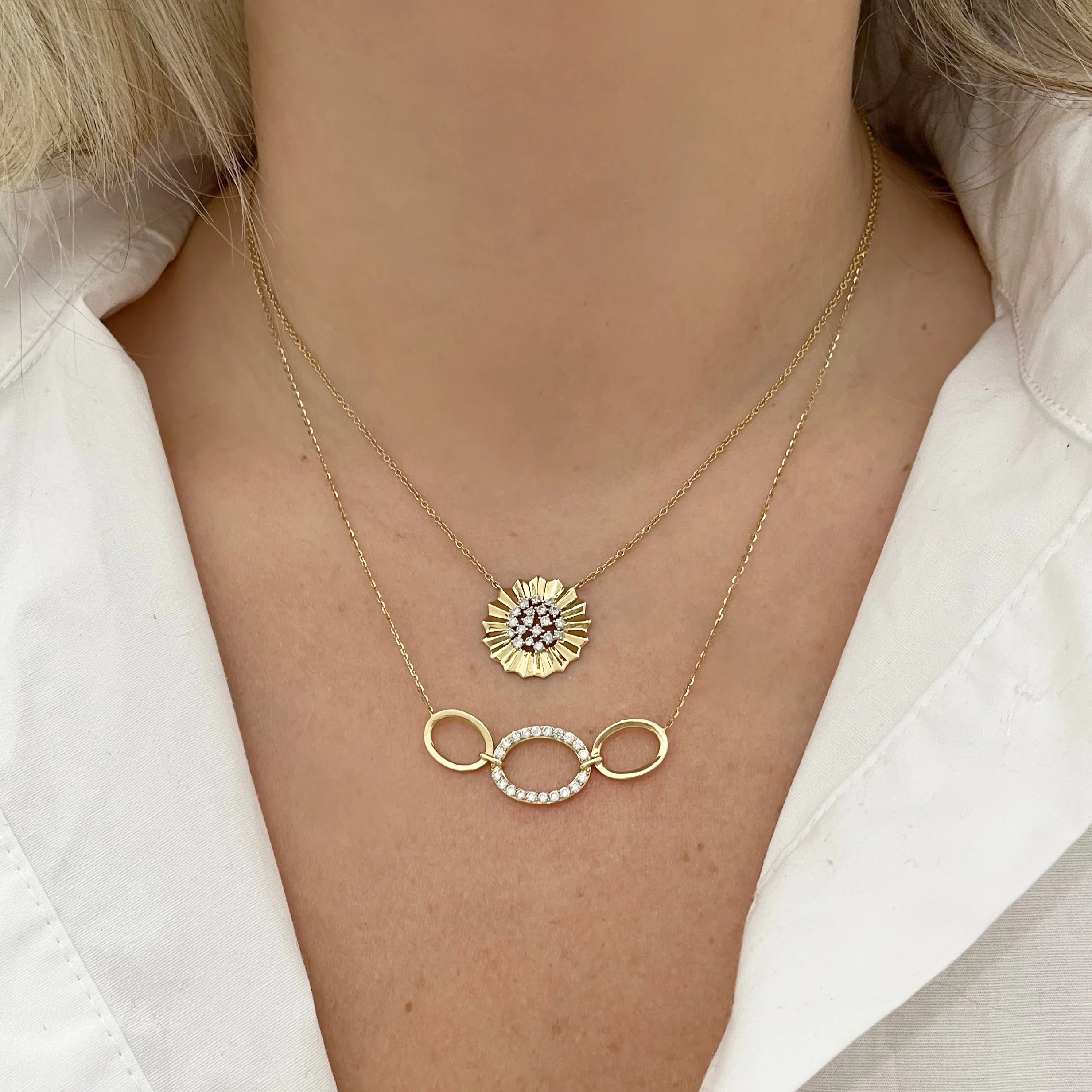 14K GOLD DIAMOND EVA NECKLACE - Image 2