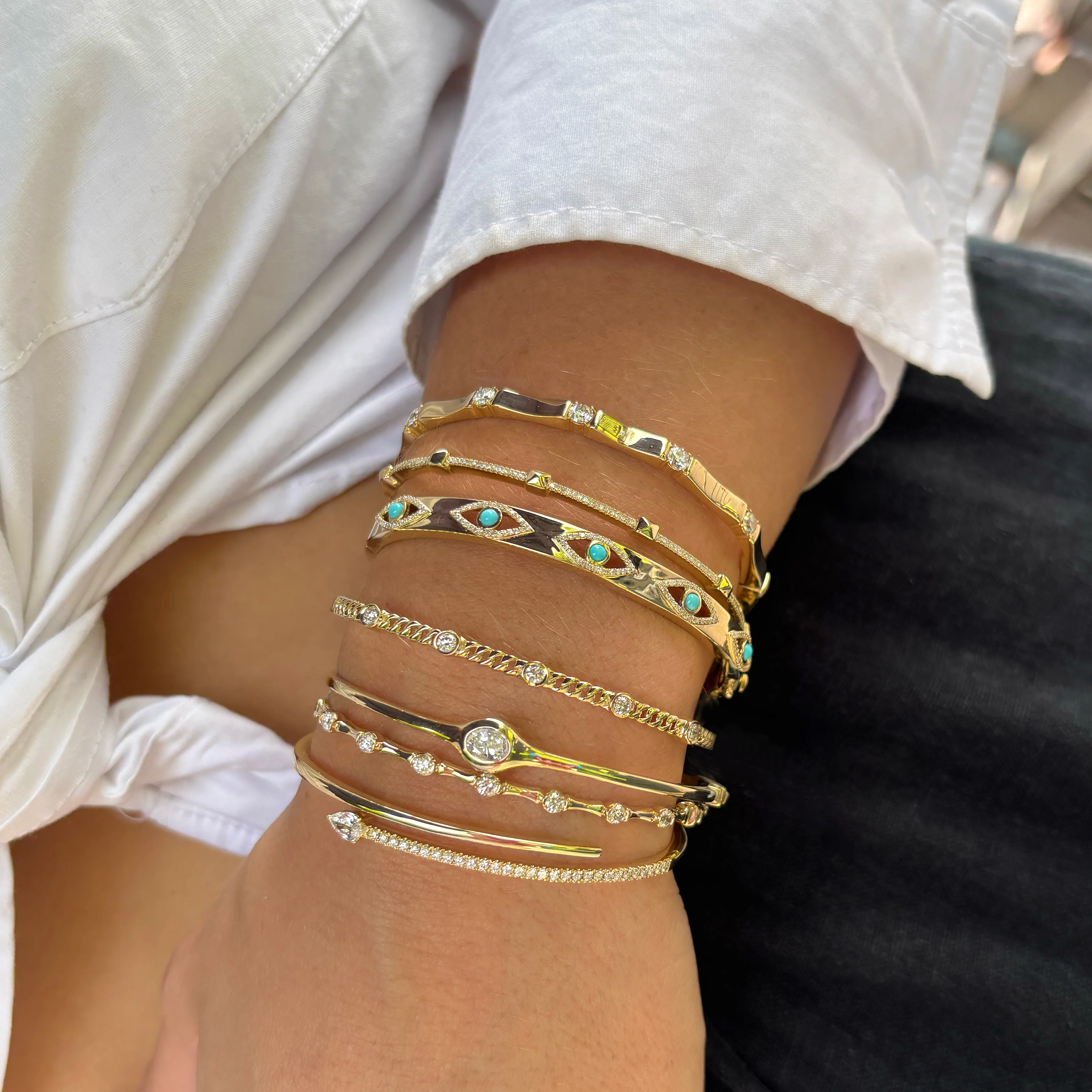 14K GOLD DIAMOND FRANKIE BANGLE - Image 2