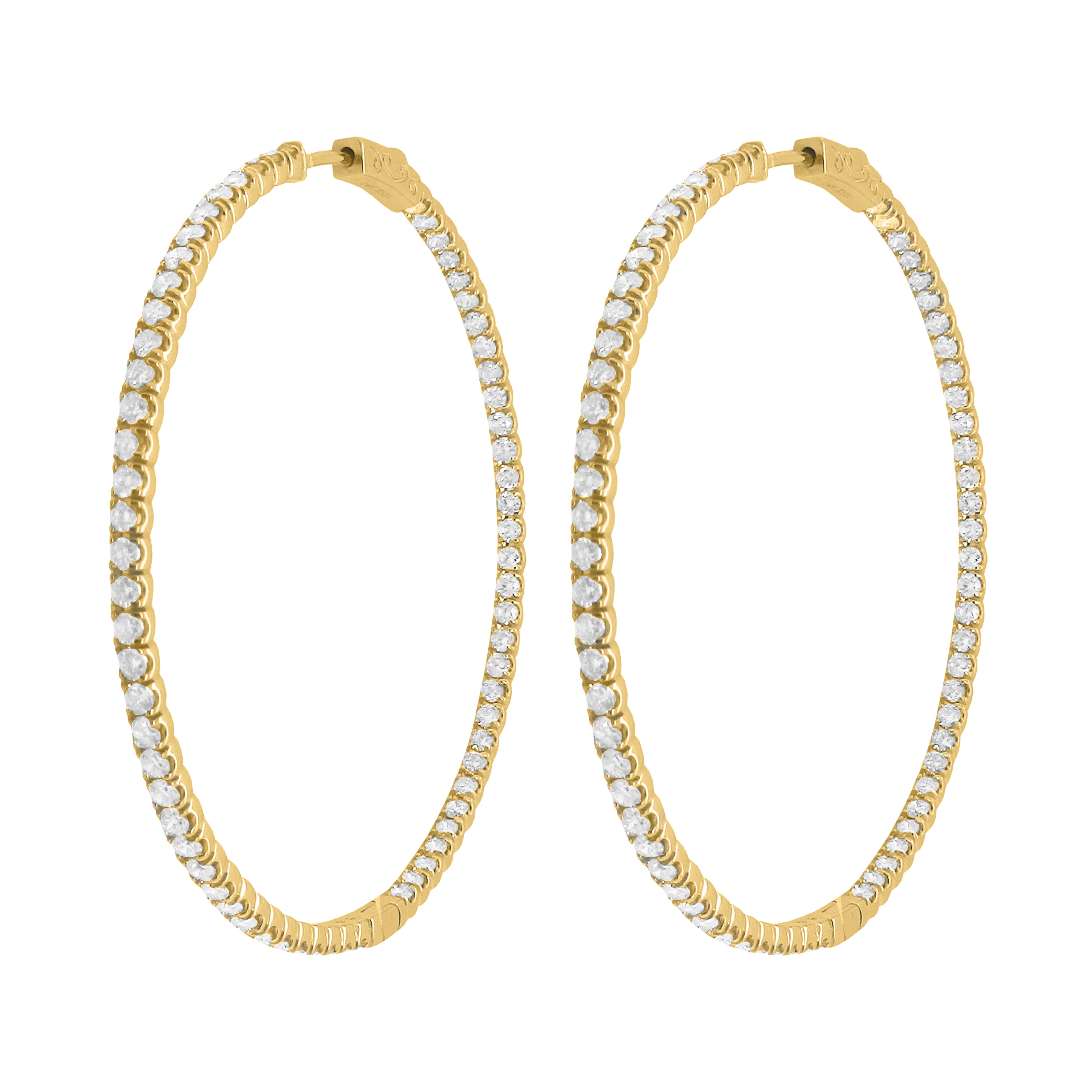 14K GOLD DIAMOND LARGE FRUMEE HOOPS - Image 3