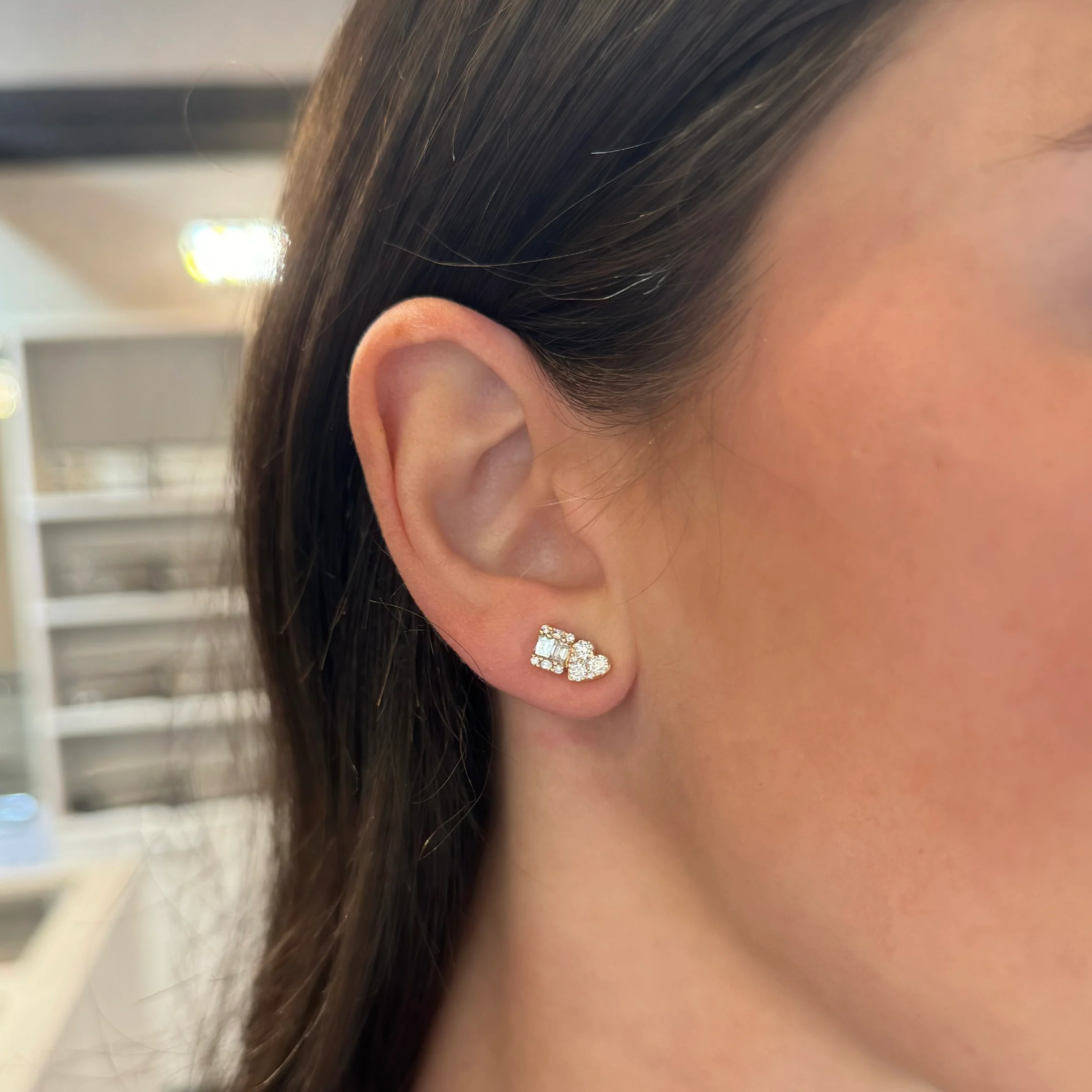 14K GOLD DIAMOND GALIA STUDS - Image 2