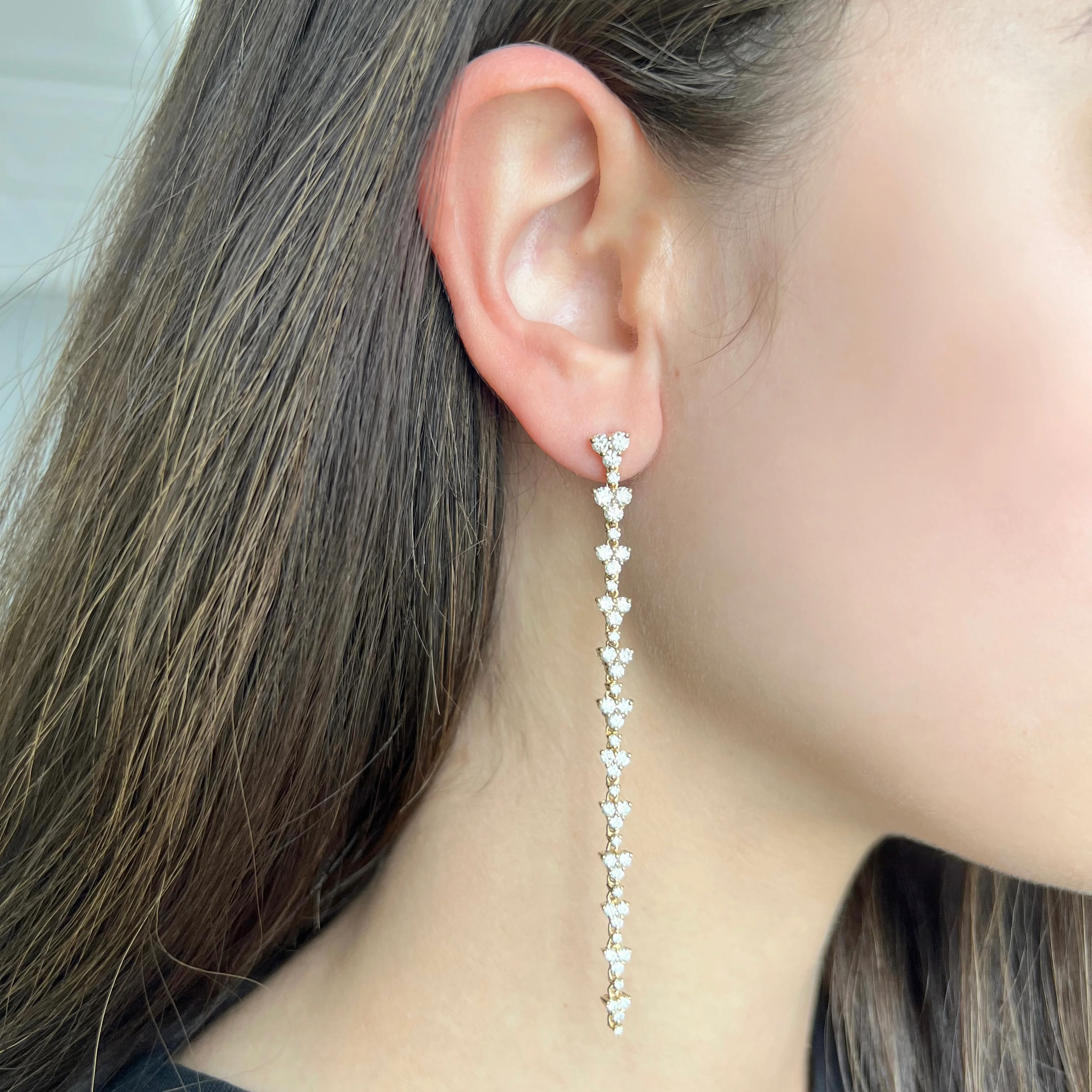 14K GOLD DIAMOND GEMMA EARRINGS - Image 3