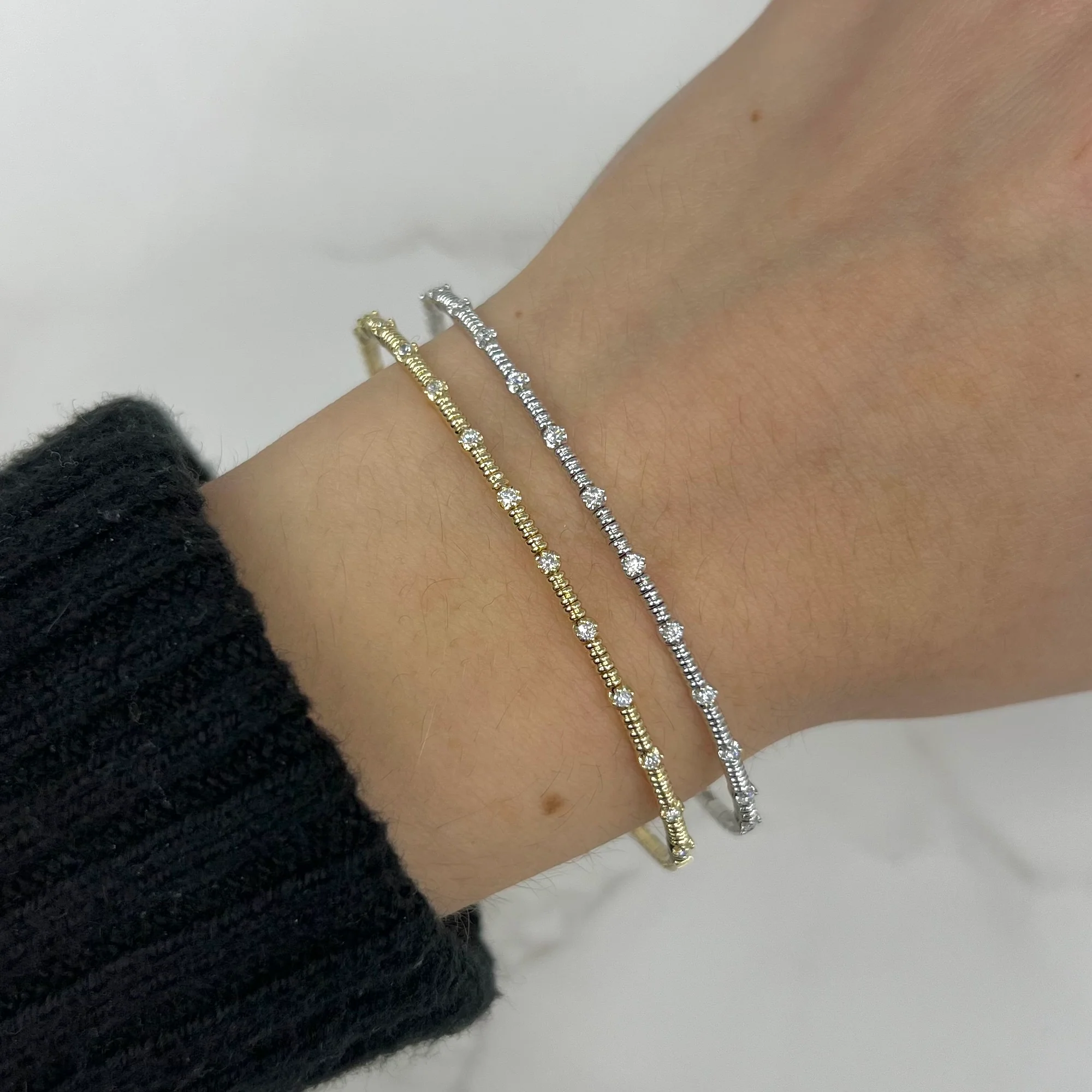14K GOLD DIAMOND GINA FLEXIBLE BANGLE - Image 6