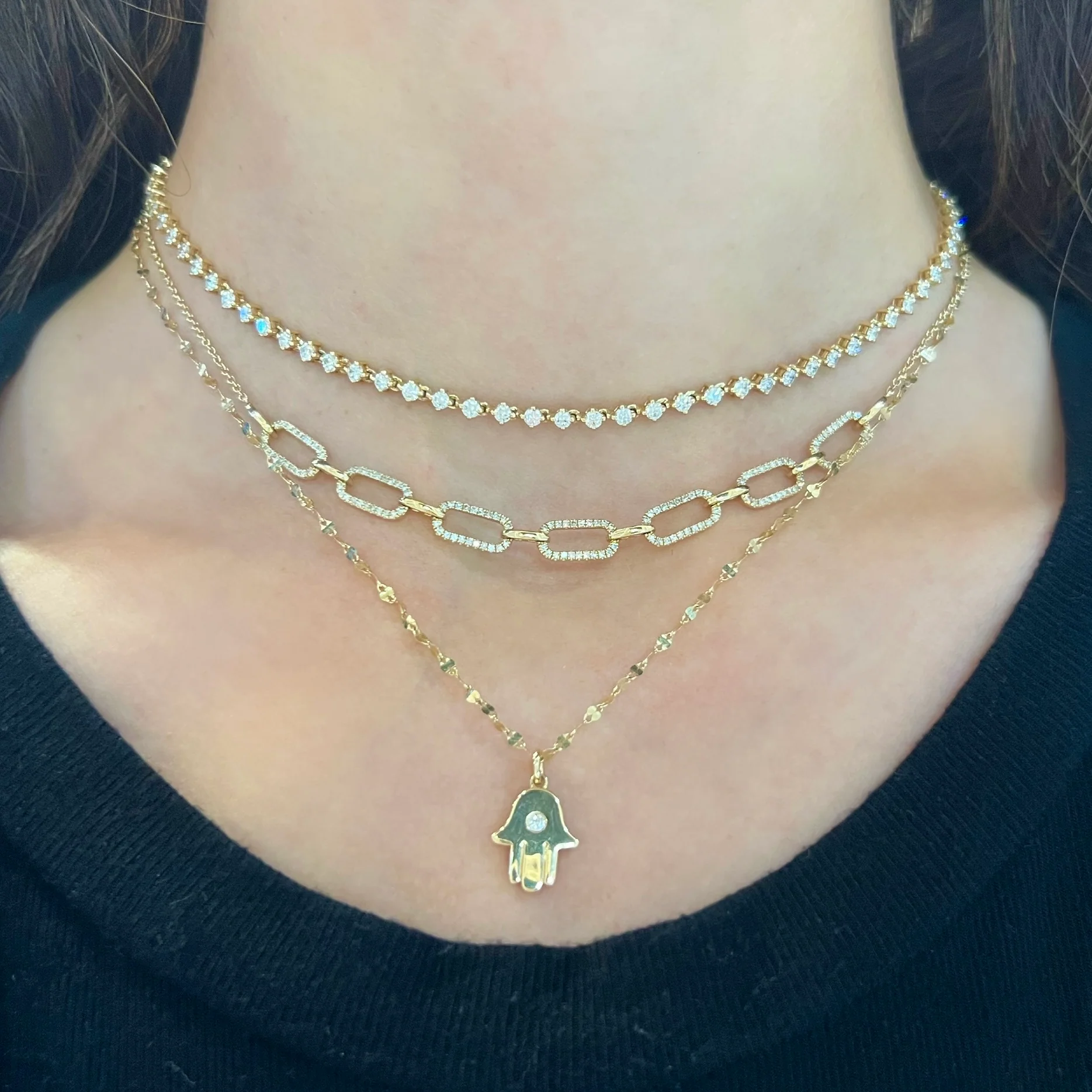 14K GOLD DIAMOND HADLEY HAMSA NECKLACE - Image 3