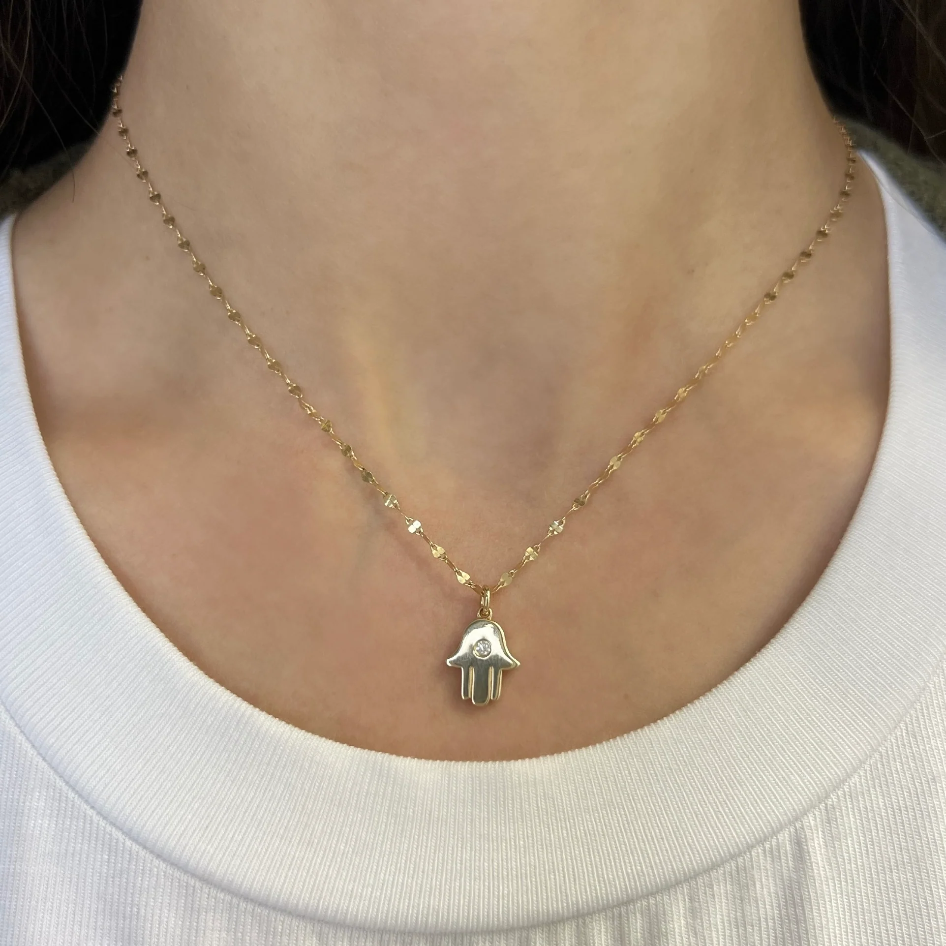 14K GOLD DIAMOND HADLEY HAMSA NECKLACE - Image 4