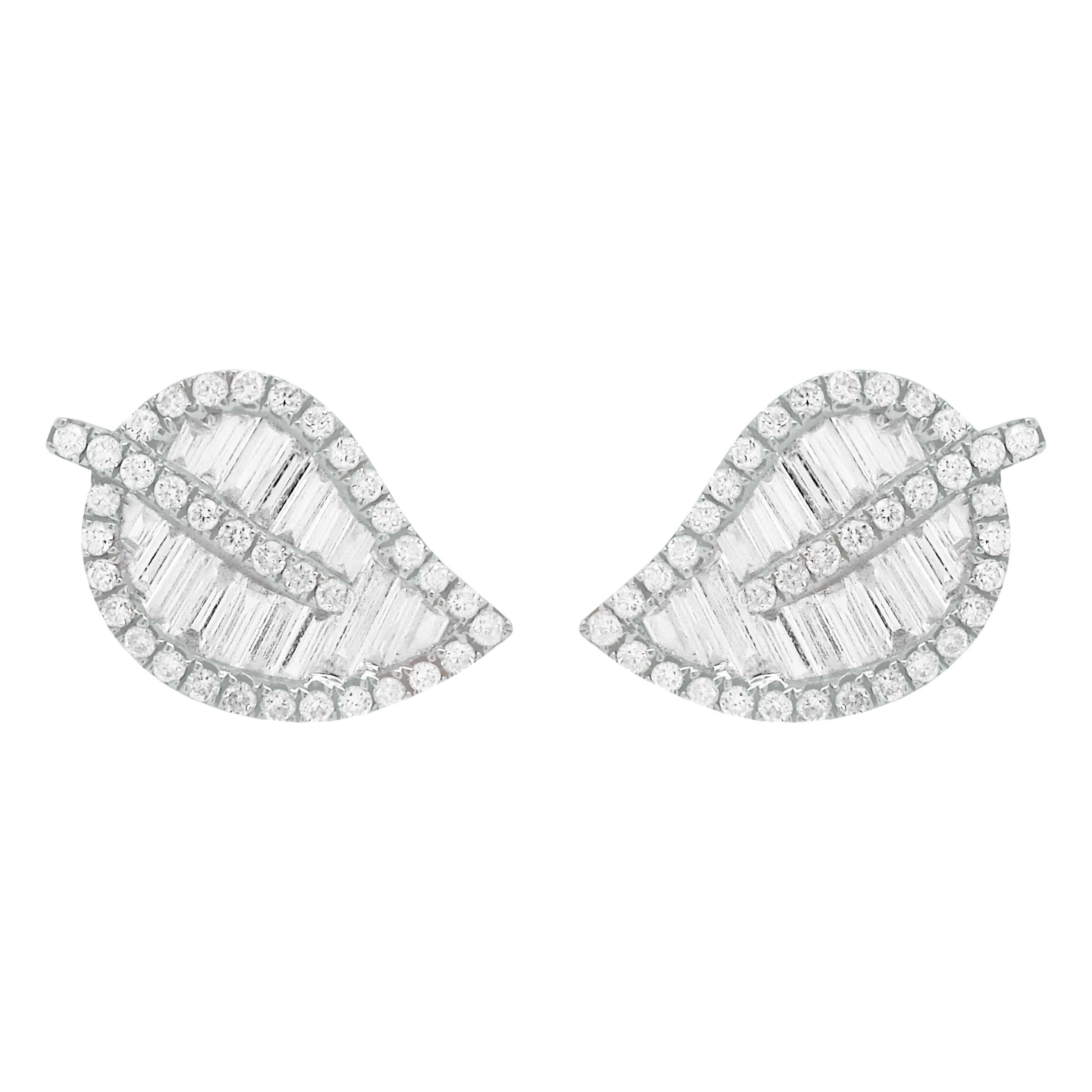 14K GOLD DIAMOND HALLIE LEAF STUDS - Image 3