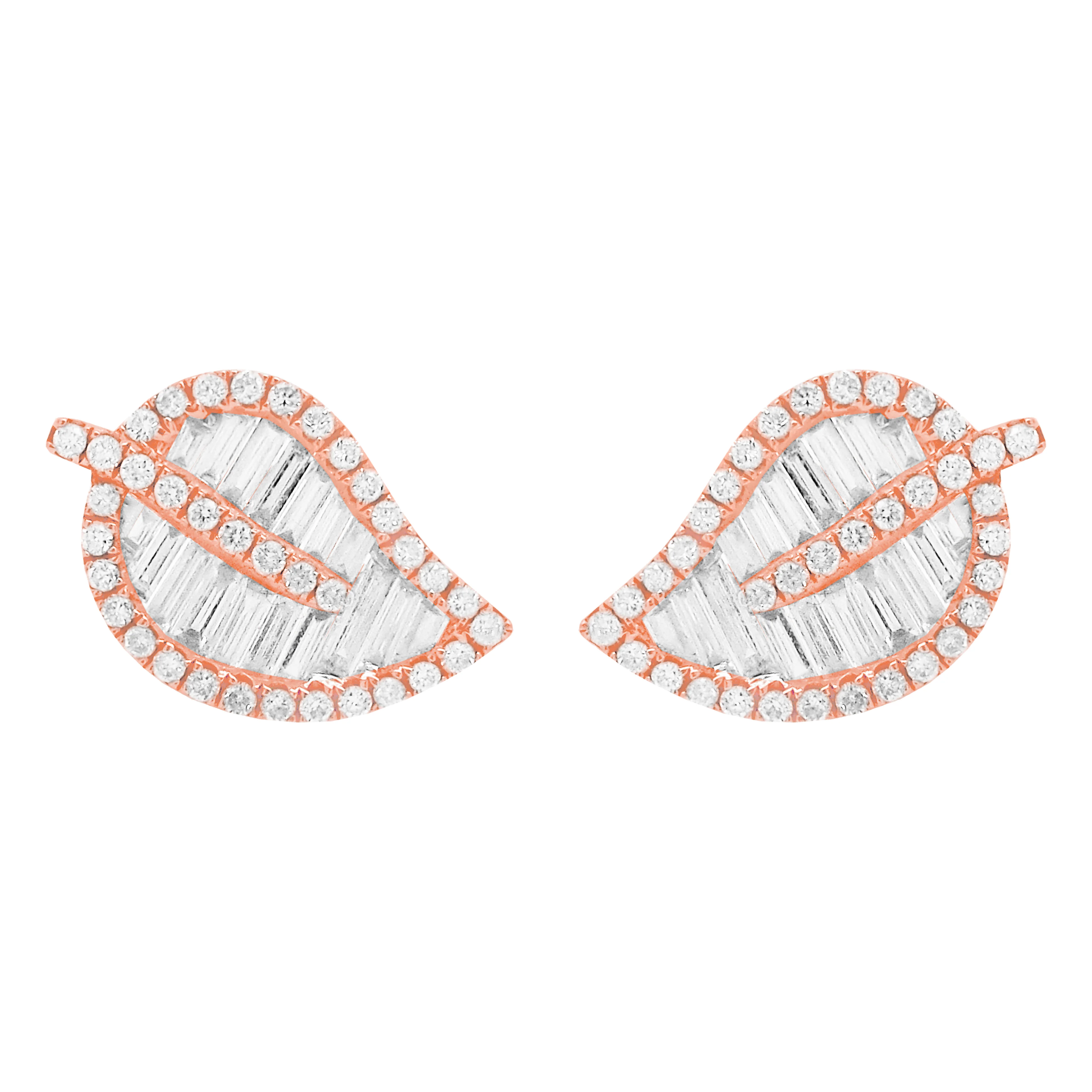 14K GOLD DIAMOND HALLIE LEAF STUDS - Image 4