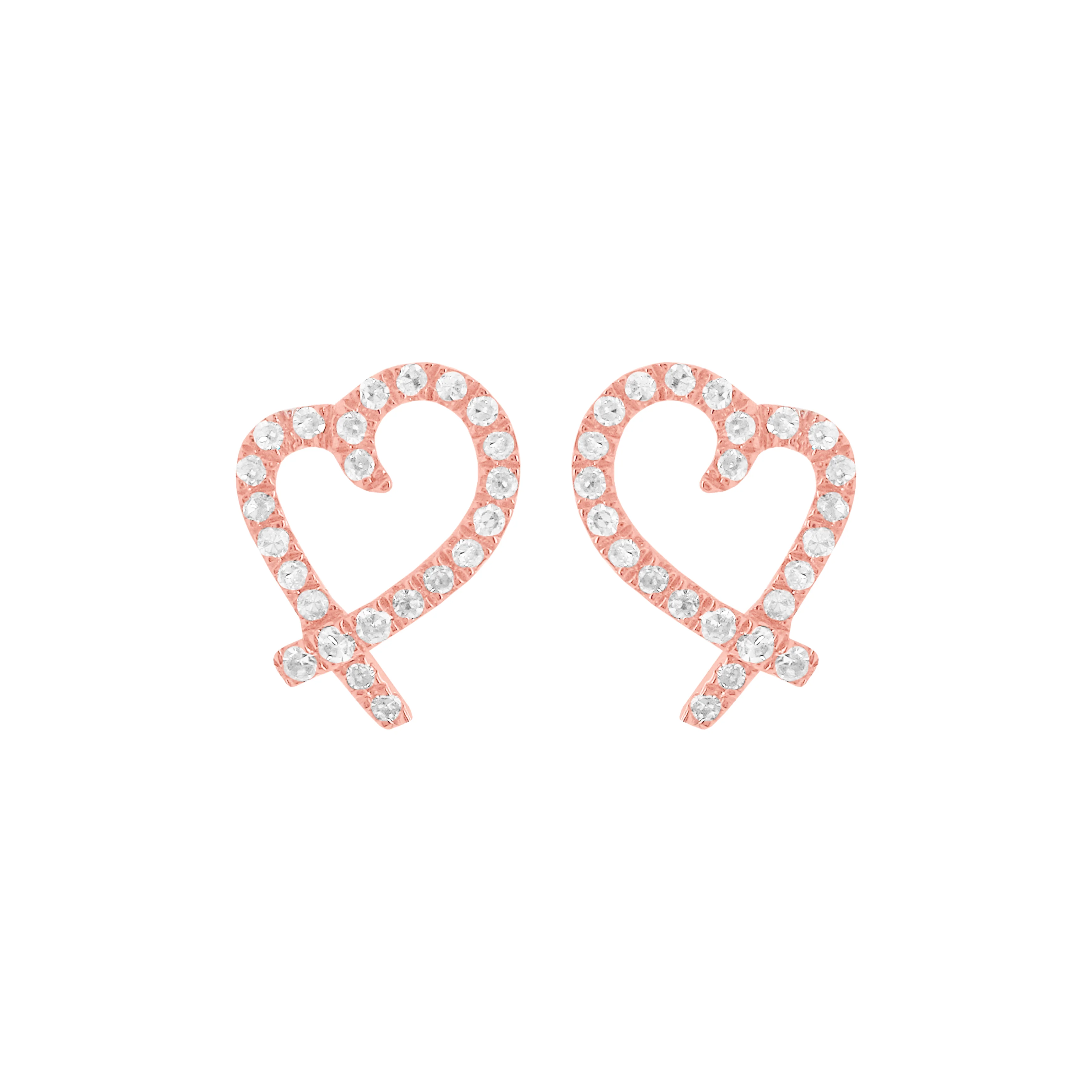 14K GOLD DIAMOND HANA HEART STUDS - Image 3