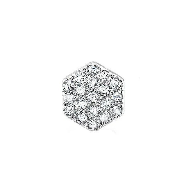 14K GOLD DIAMOND MINI HEXAGON STUDS - Image 3