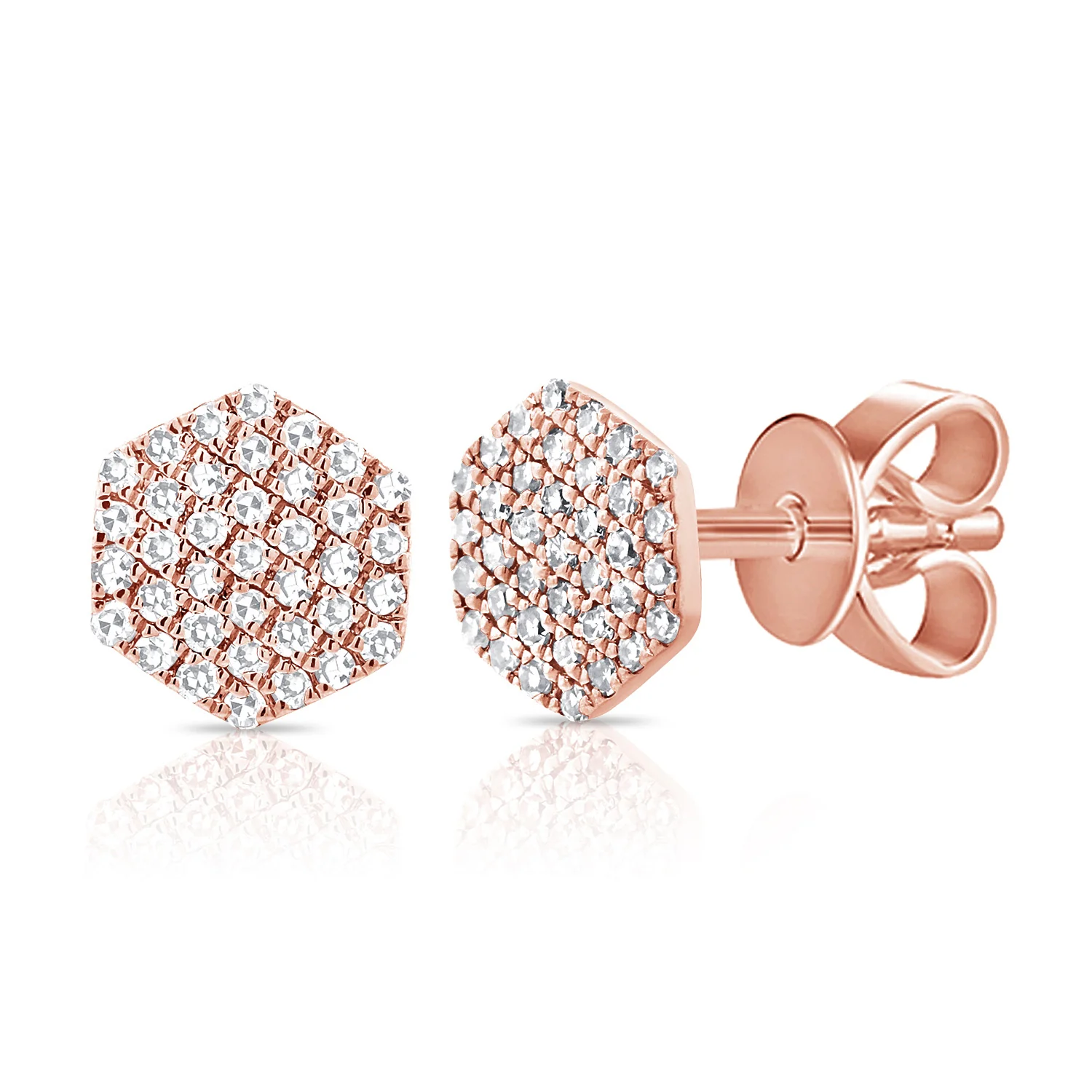 14K GOLD DIAMOND MINI HEXAGON STUDS - Image 6