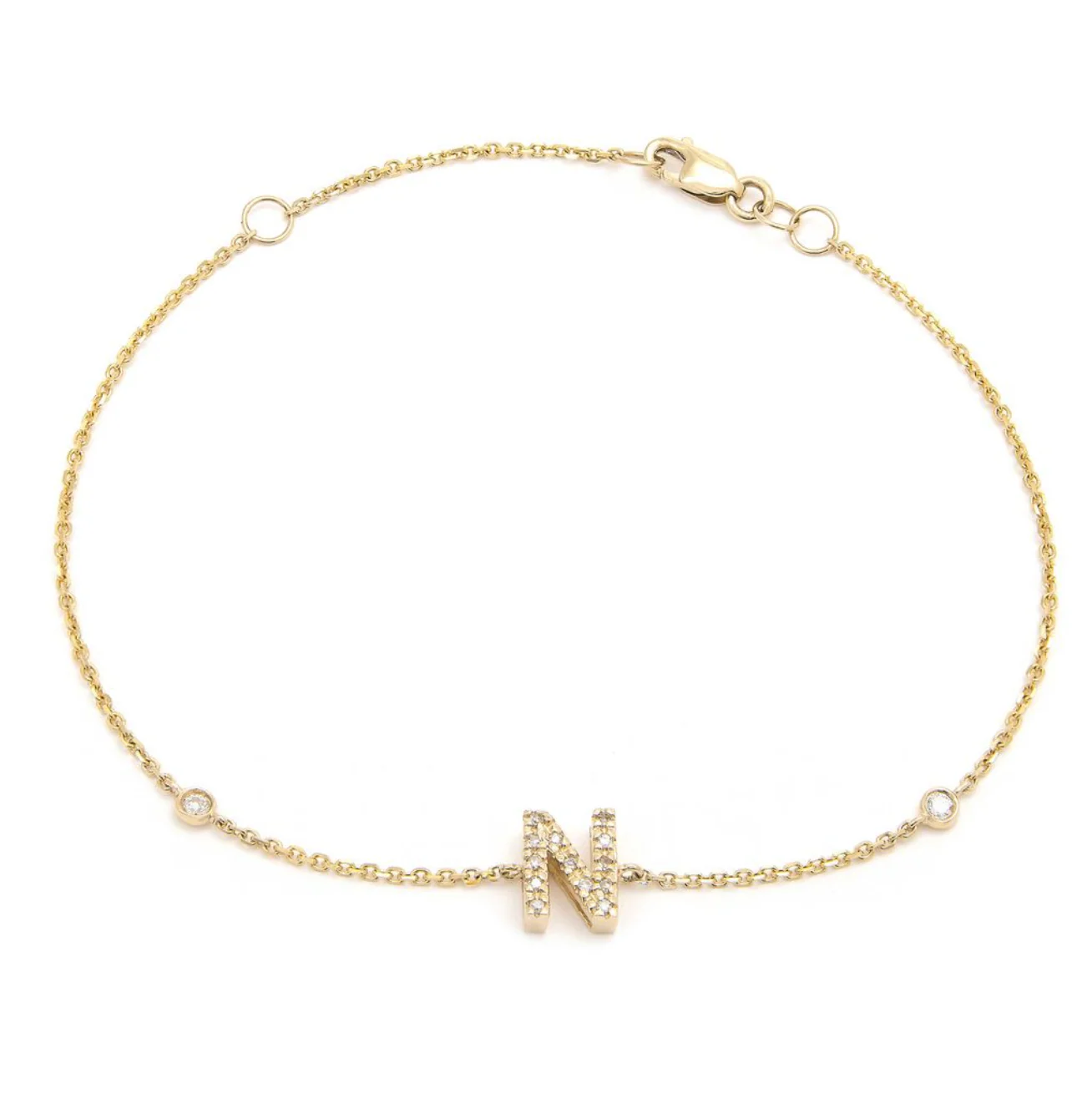 14K GOLD DIAMOND INITIAL BRACELET - Image 14