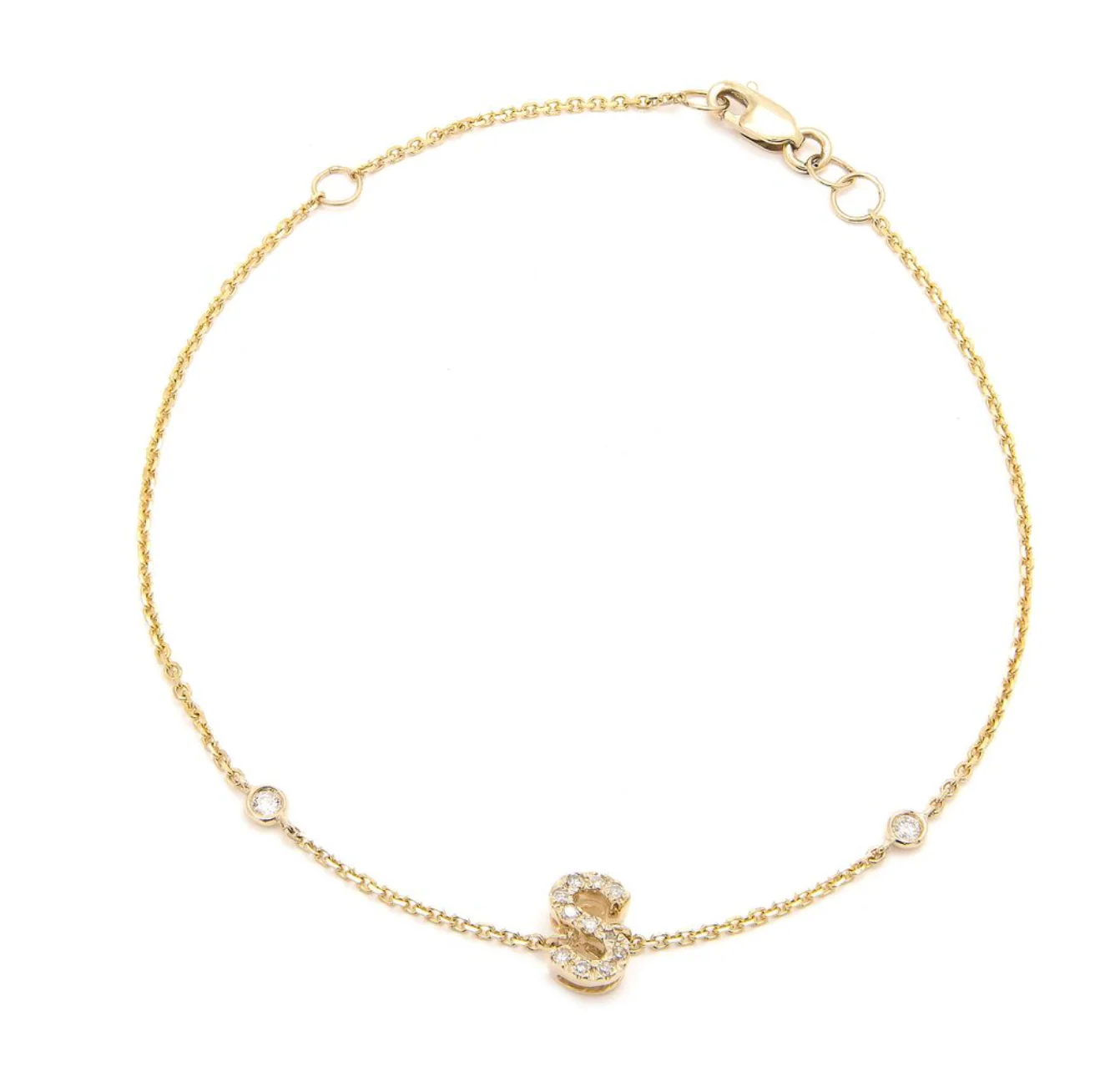 14K GOLD DIAMOND INITIAL BRACELET - Image 19