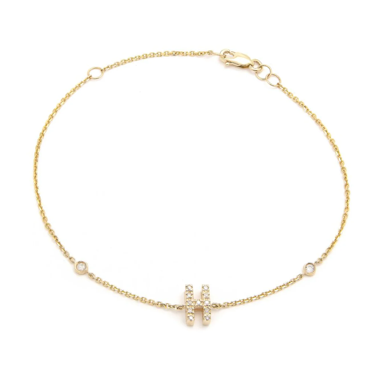 14K GOLD DIAMOND INITIAL BRACELET - Image 9