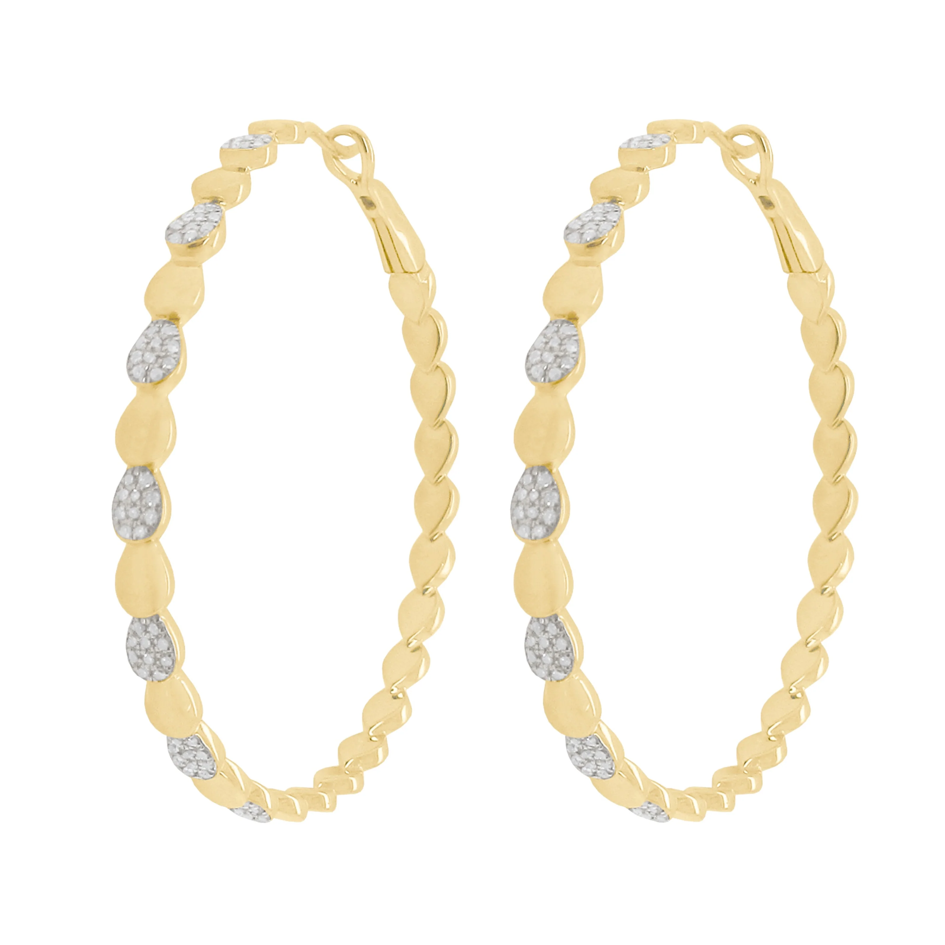 14K GOLD DIAMOND JASMINE HOOPS