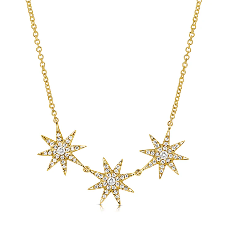 14K GOLD DIAMOND JASMINE STARBURST NECKLACE - Image 3