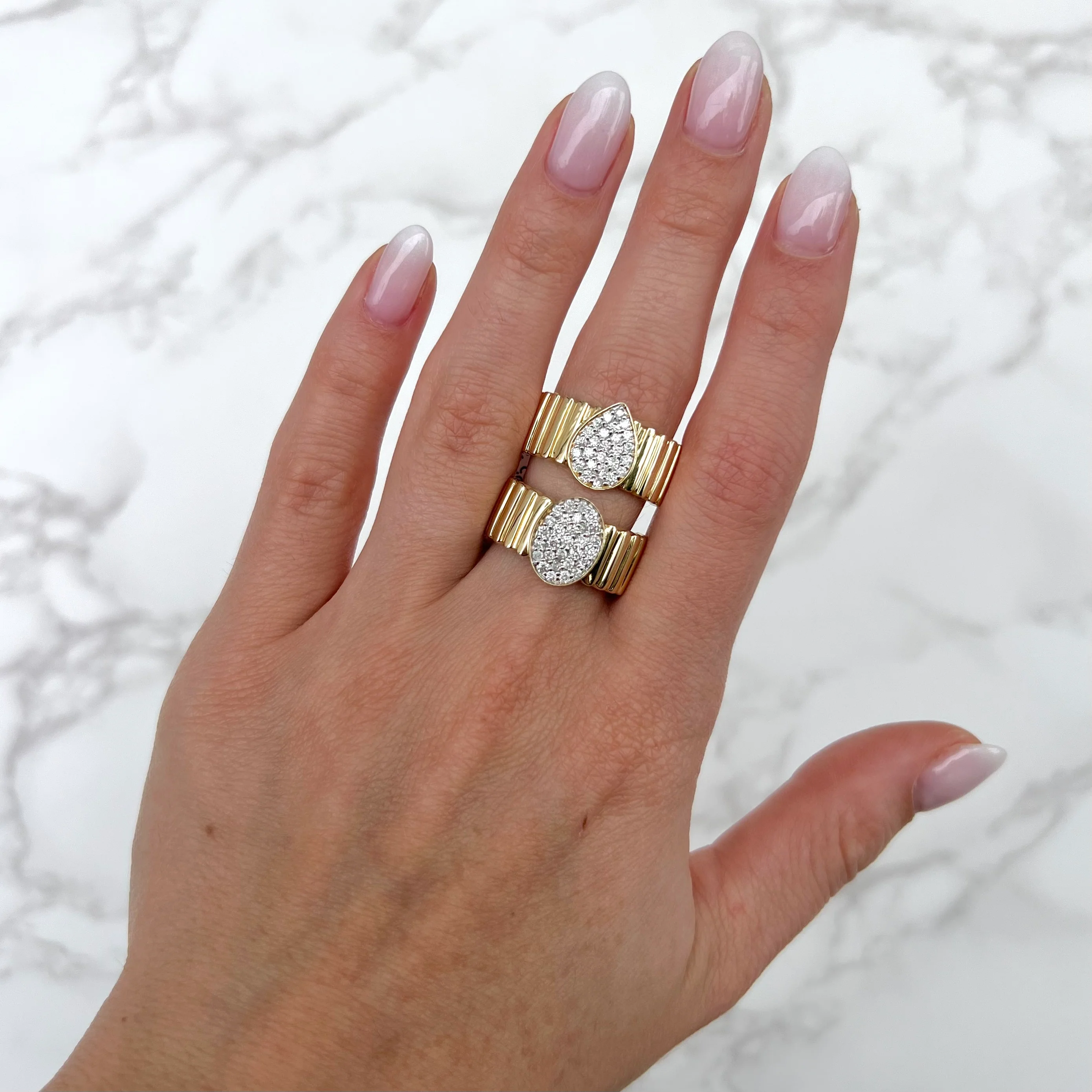 14K GOLD DIAMOND JOCELYN PEAR RING - Image 3