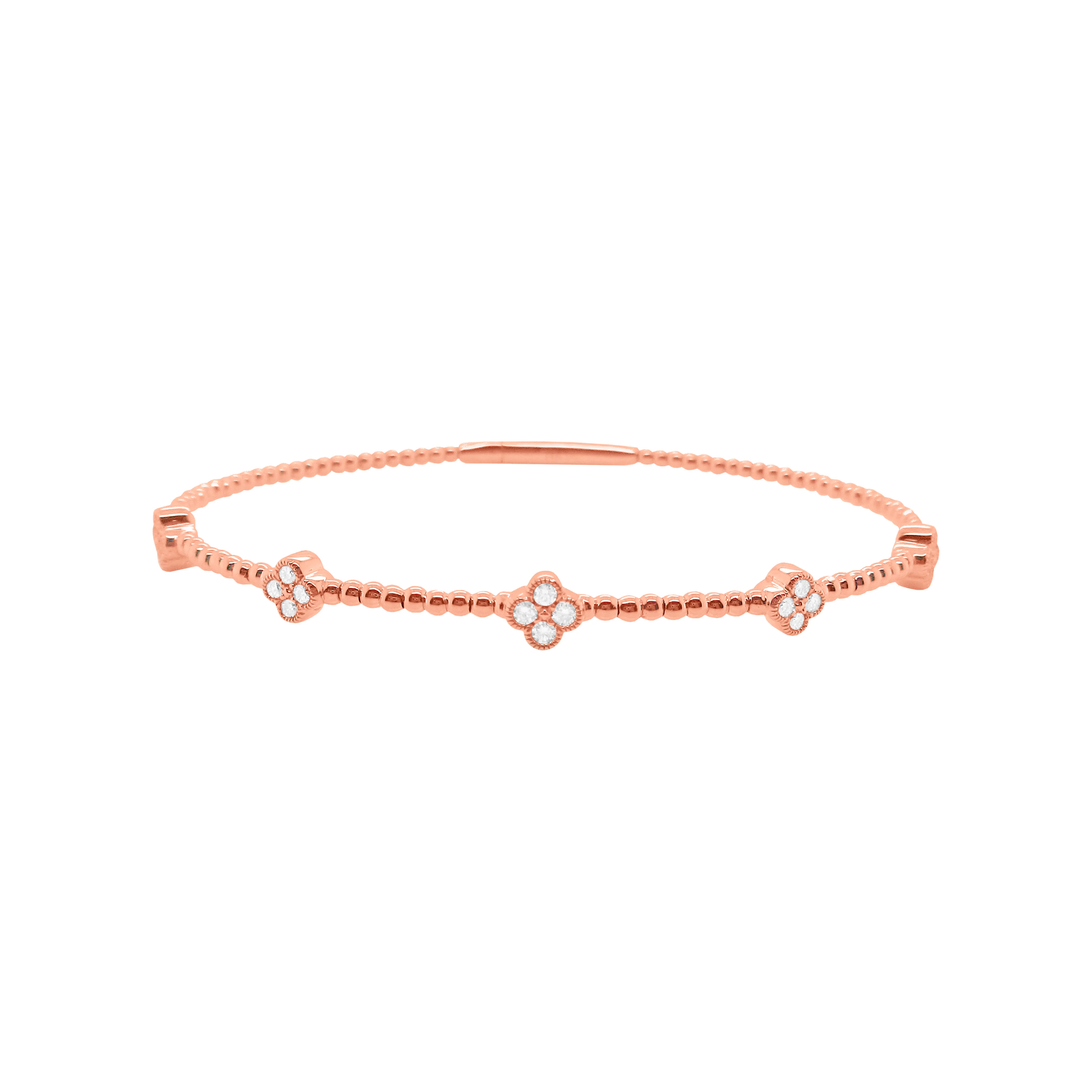 14K GOLD DIAMOND CLOVER FLEX BANGLE - Image 4