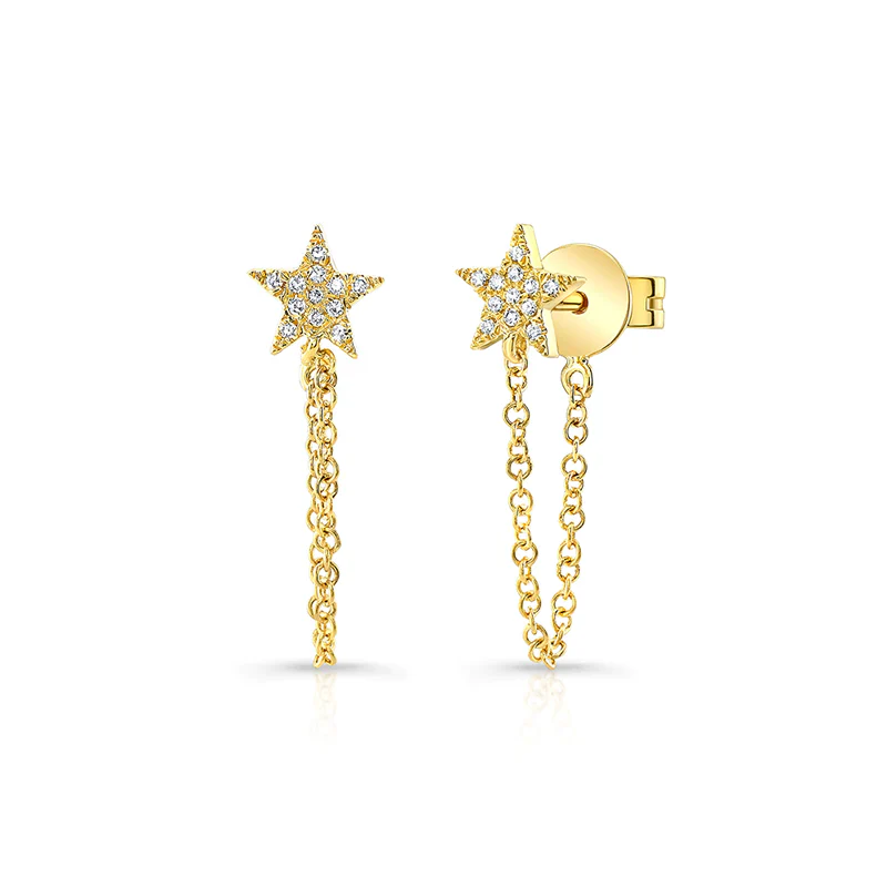14K GOLD DIAMOND JOELLE STAR STUDS - Image 3