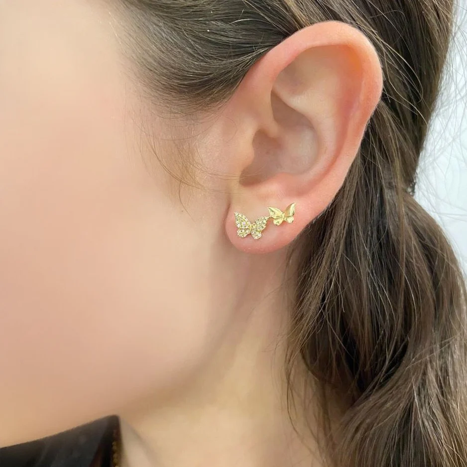 14K GOLD DIAMOND JULIA BUTTERFLY STUDS - Image 3