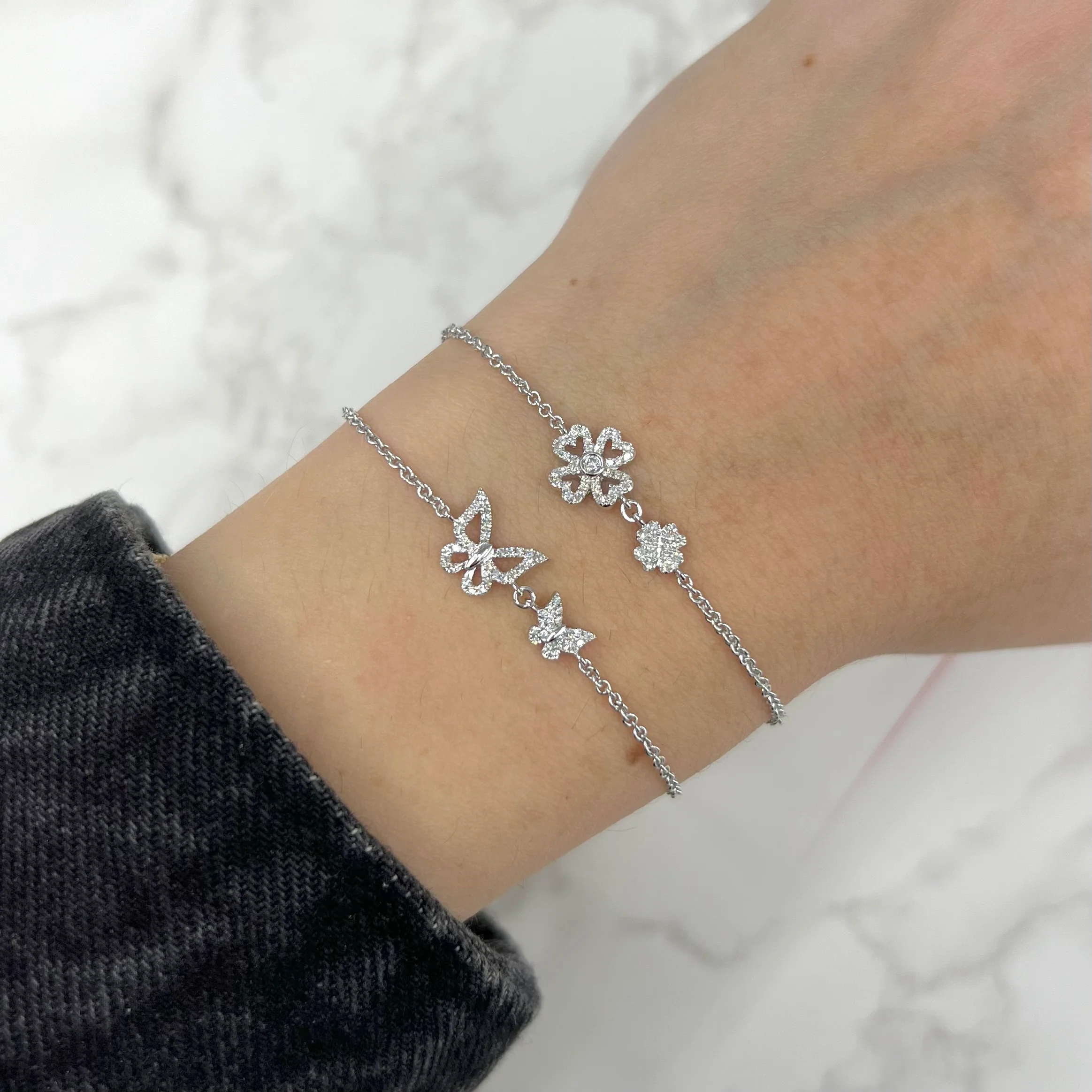 14K GOLD DIAMOND JULIANNA CLOVER BRACELET - Image 4