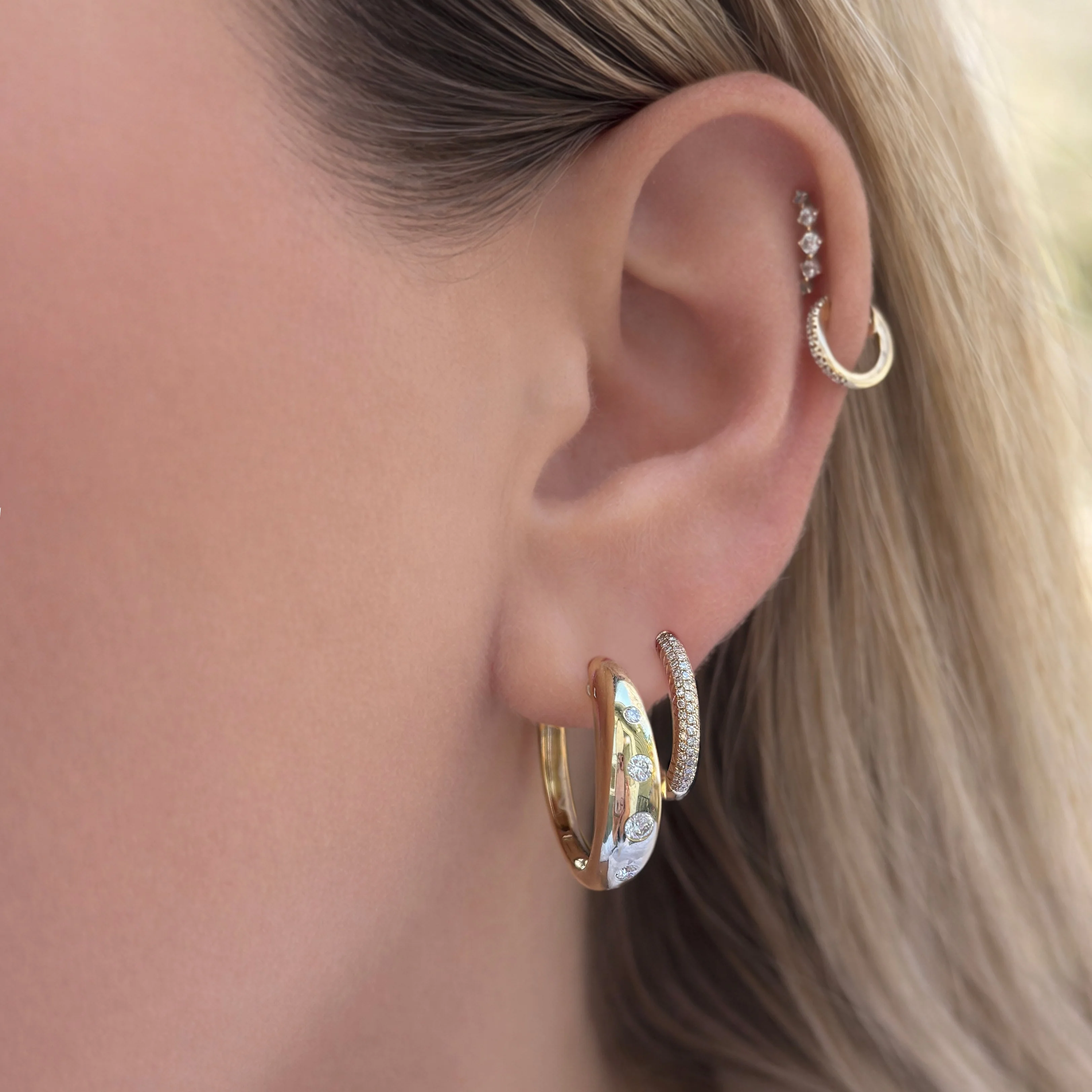 14K GOLD DIAMOND KAIA HOOPS - Image 2