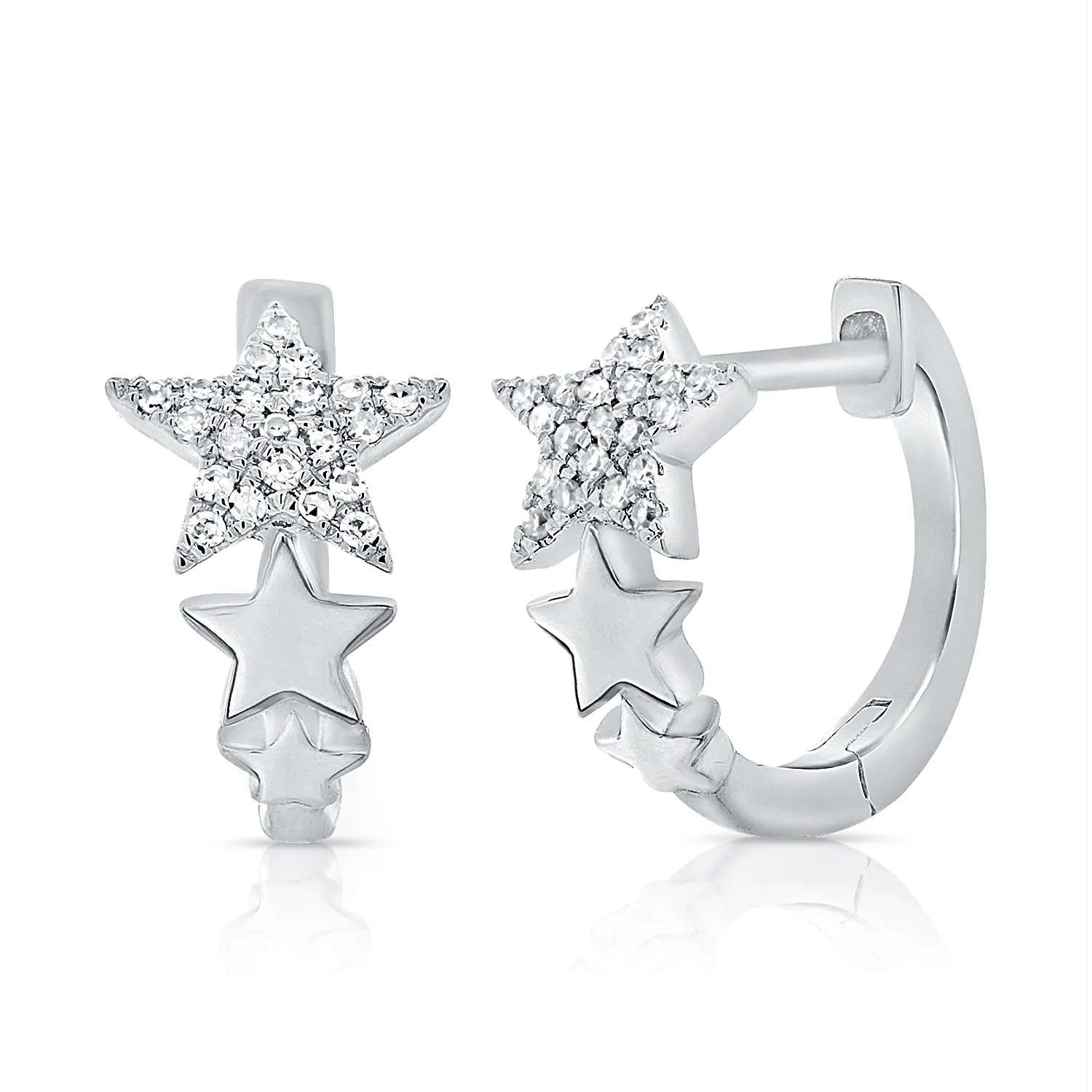 14K GOLD DIAMOND KATIE STAR HUGGIES - Image 3