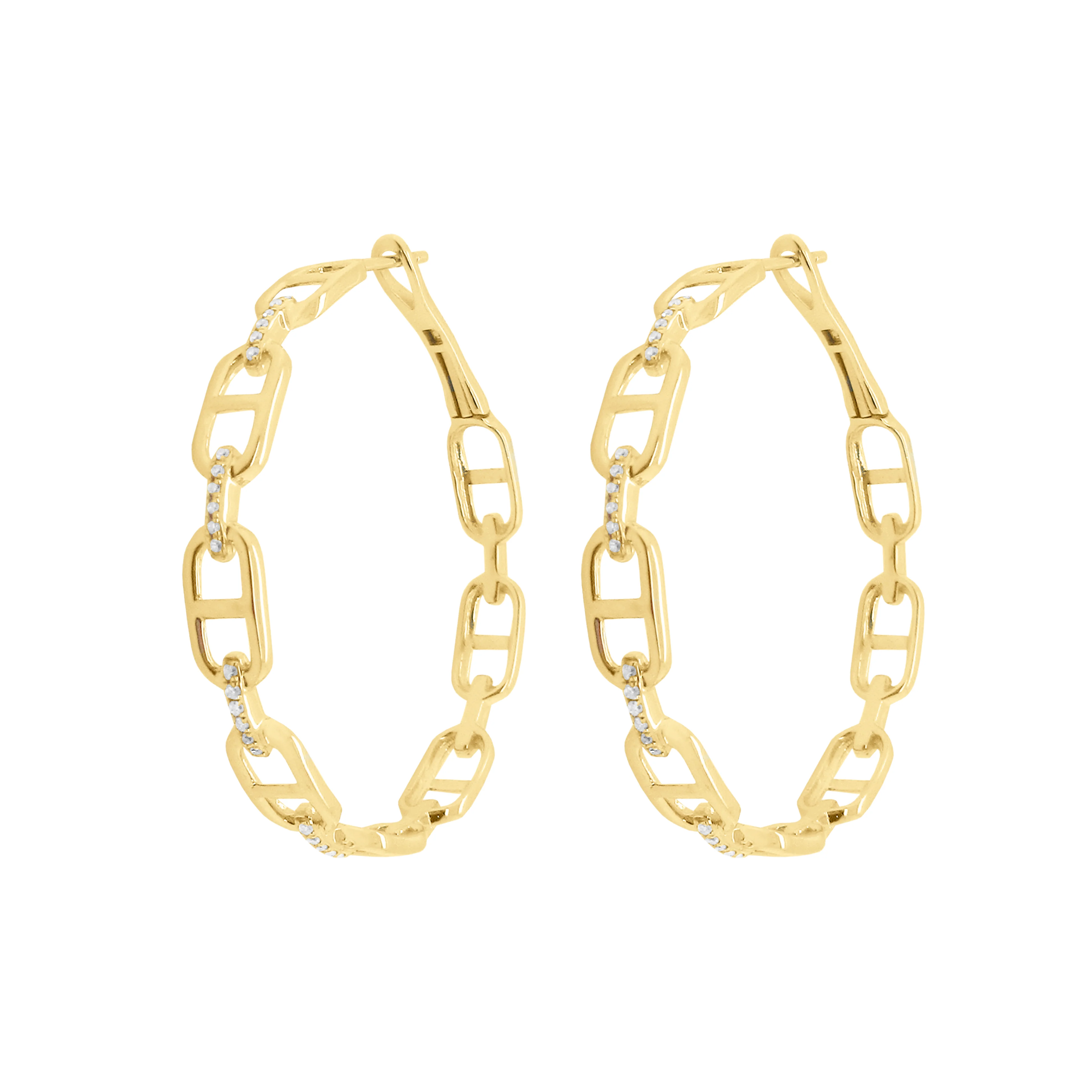 14K GOLD DIAMOND KIM HOOPS