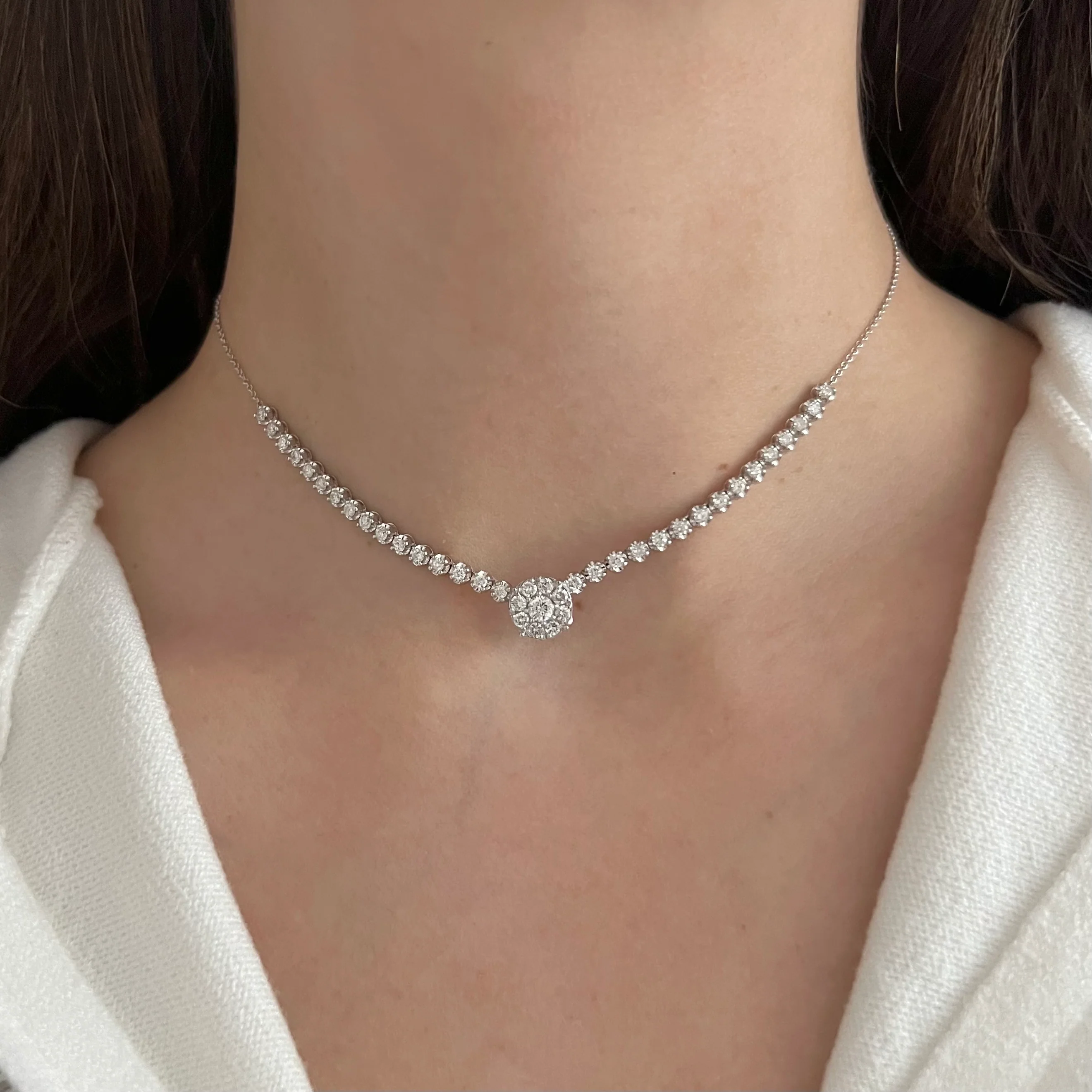 14K GOLD DIAMOND KIMBERLY ROUND NECKLACE - Image 3