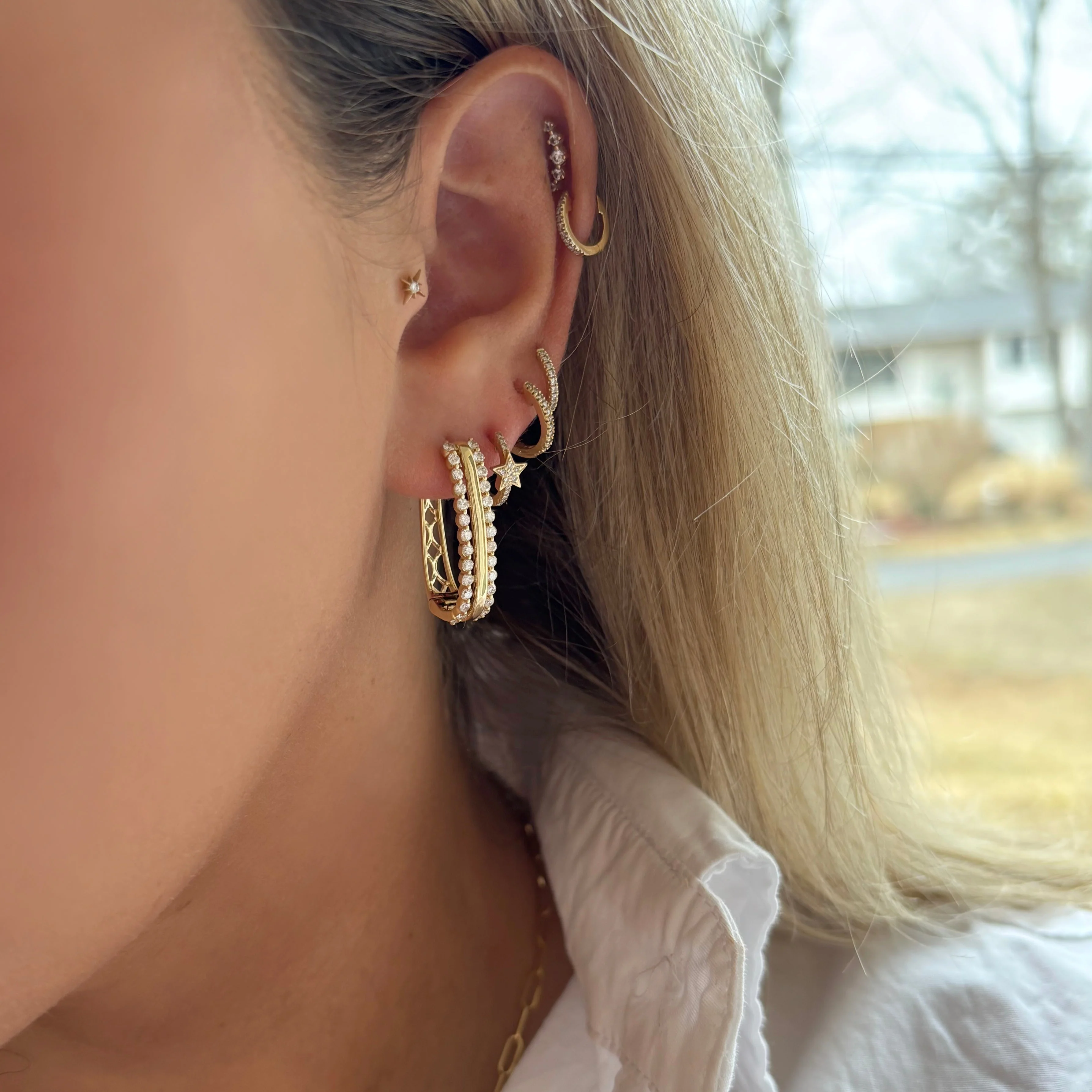 14K GOLD DIAMOND LANI HOOPS - Image 2