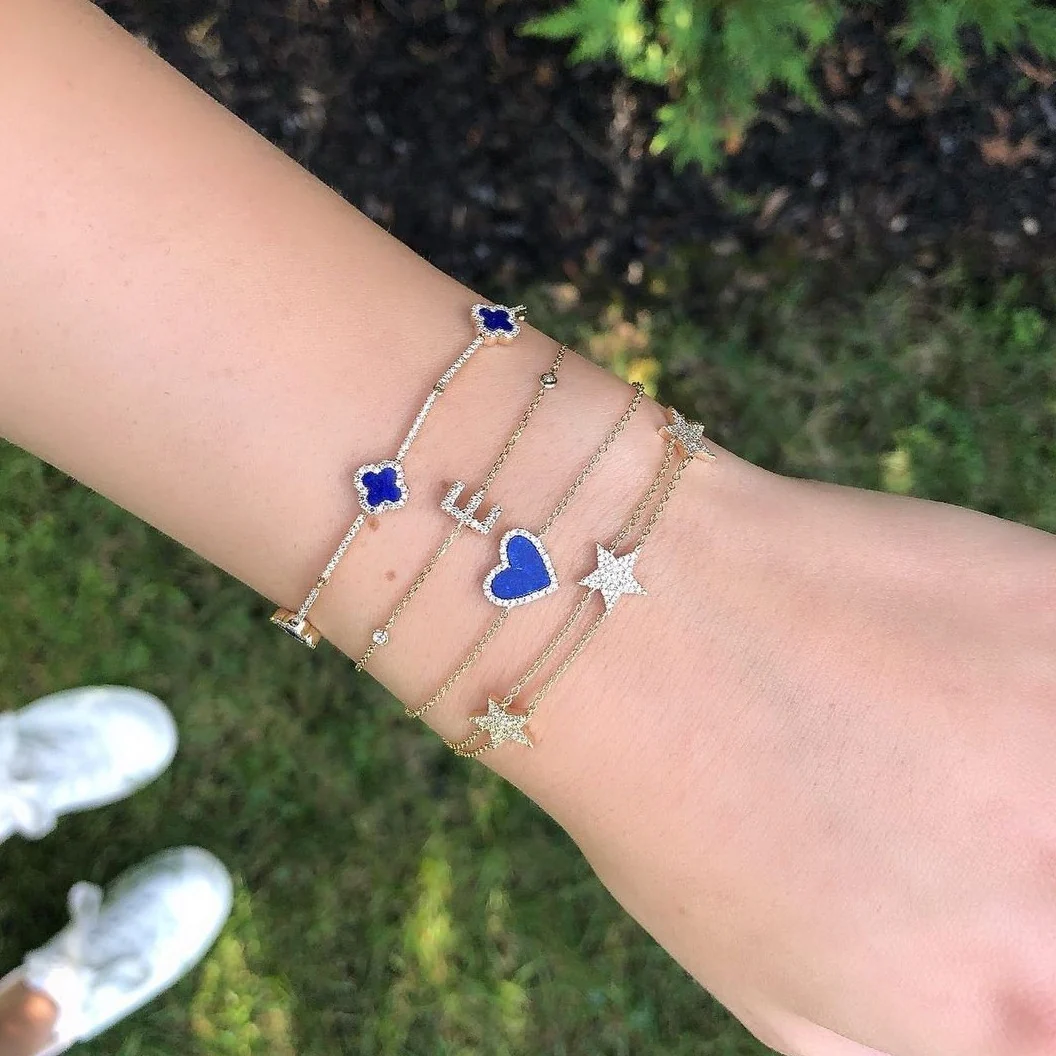 14K GOLD DIAMOND LAPIS HAILEY BRACELET - Image 6