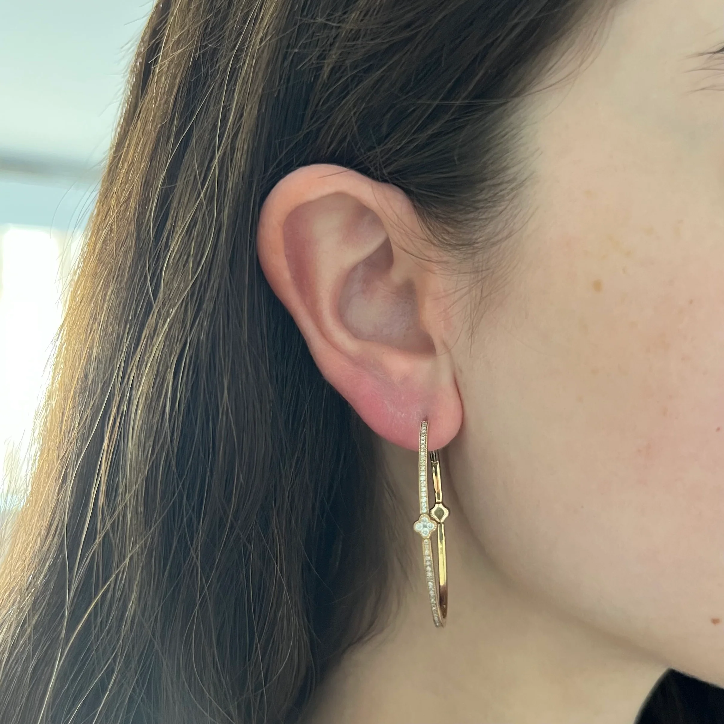 14K GOLD DIAMOND LARGE HAILEE HOOPS - Image 2