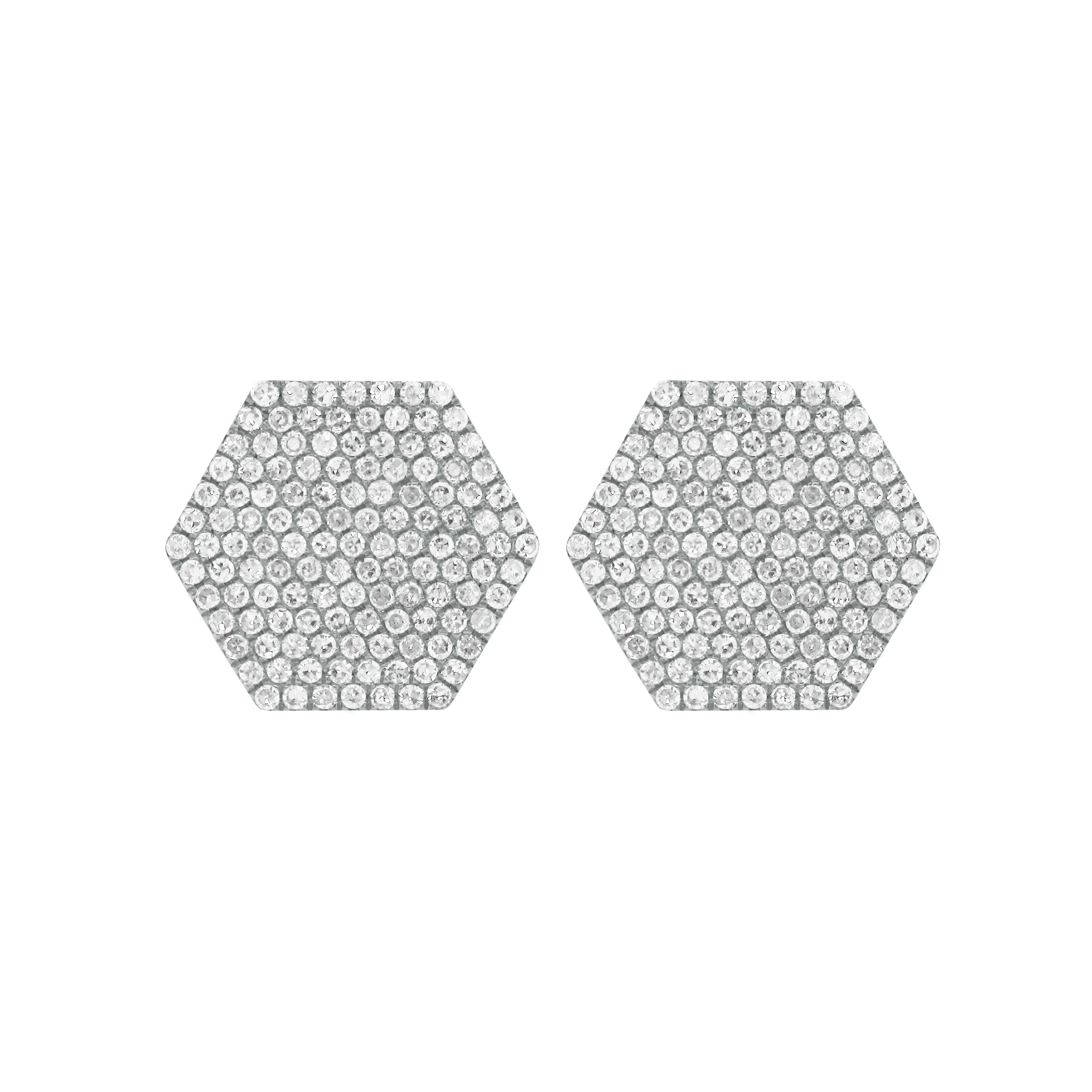 14K GOLD DIAMOND LARGE HEXAGON STUDS - Image 4