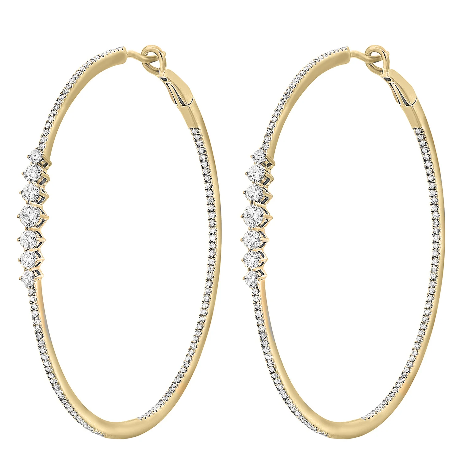 14K GOLD DIAMOND LARGE KARA HOOPS - Image 3