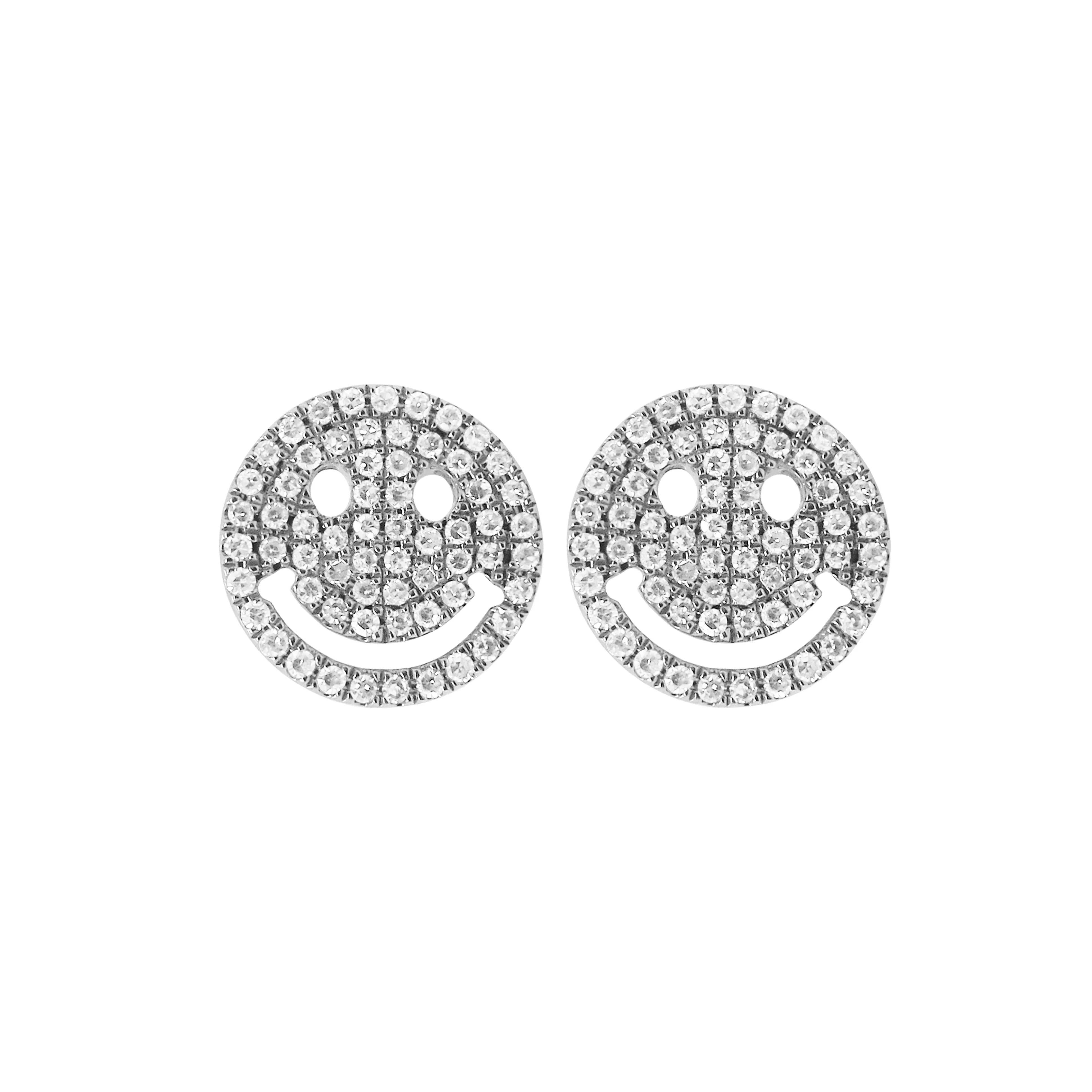 14K GOLD DIAMOND LARGE SMILEY STUDS - Image 4
