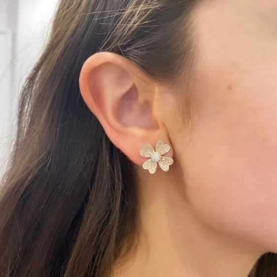14K GOLD DIAMOND LARGE TORI STUDS - Image 2