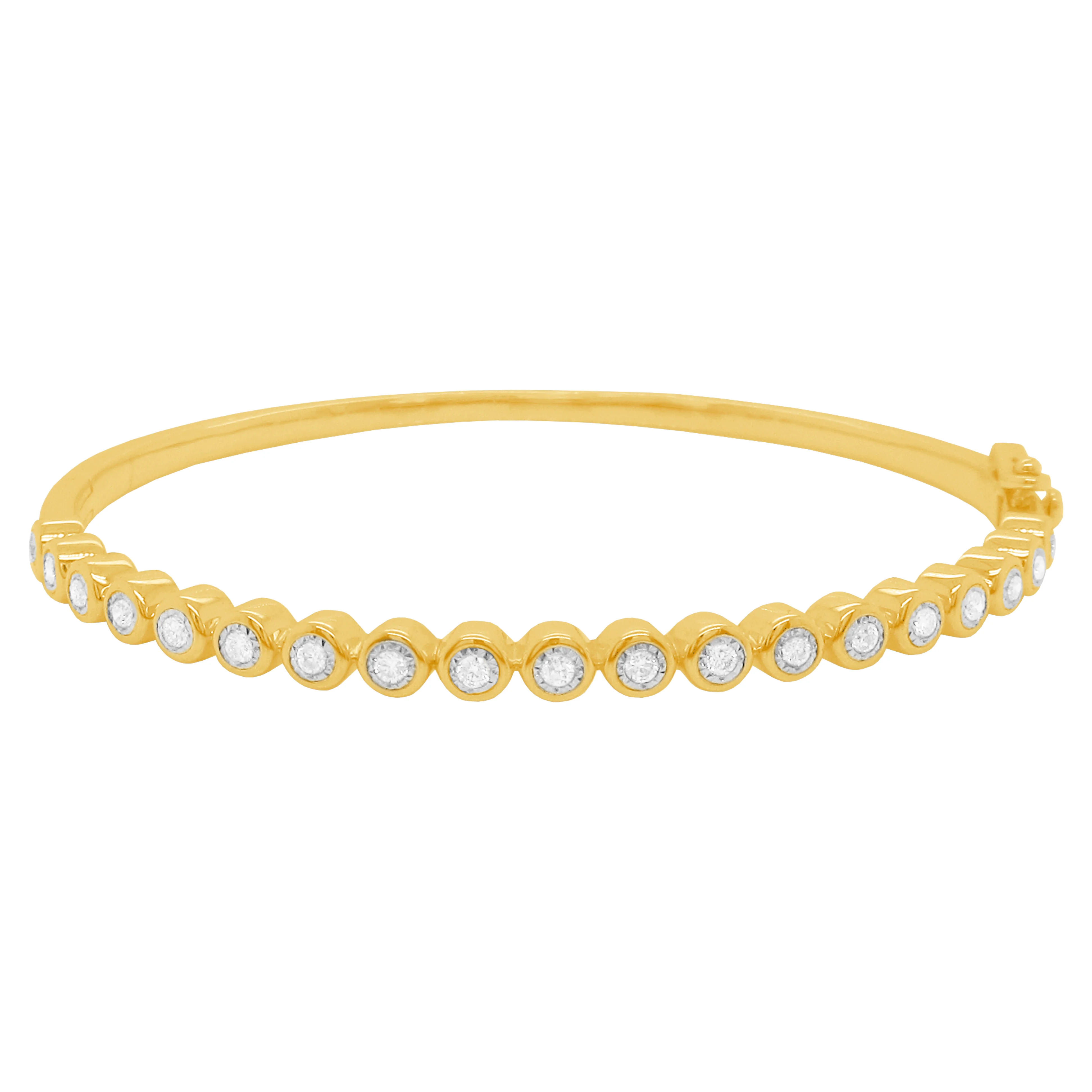 14K GOLD DIAMOND LILY BEZEL BANGLE